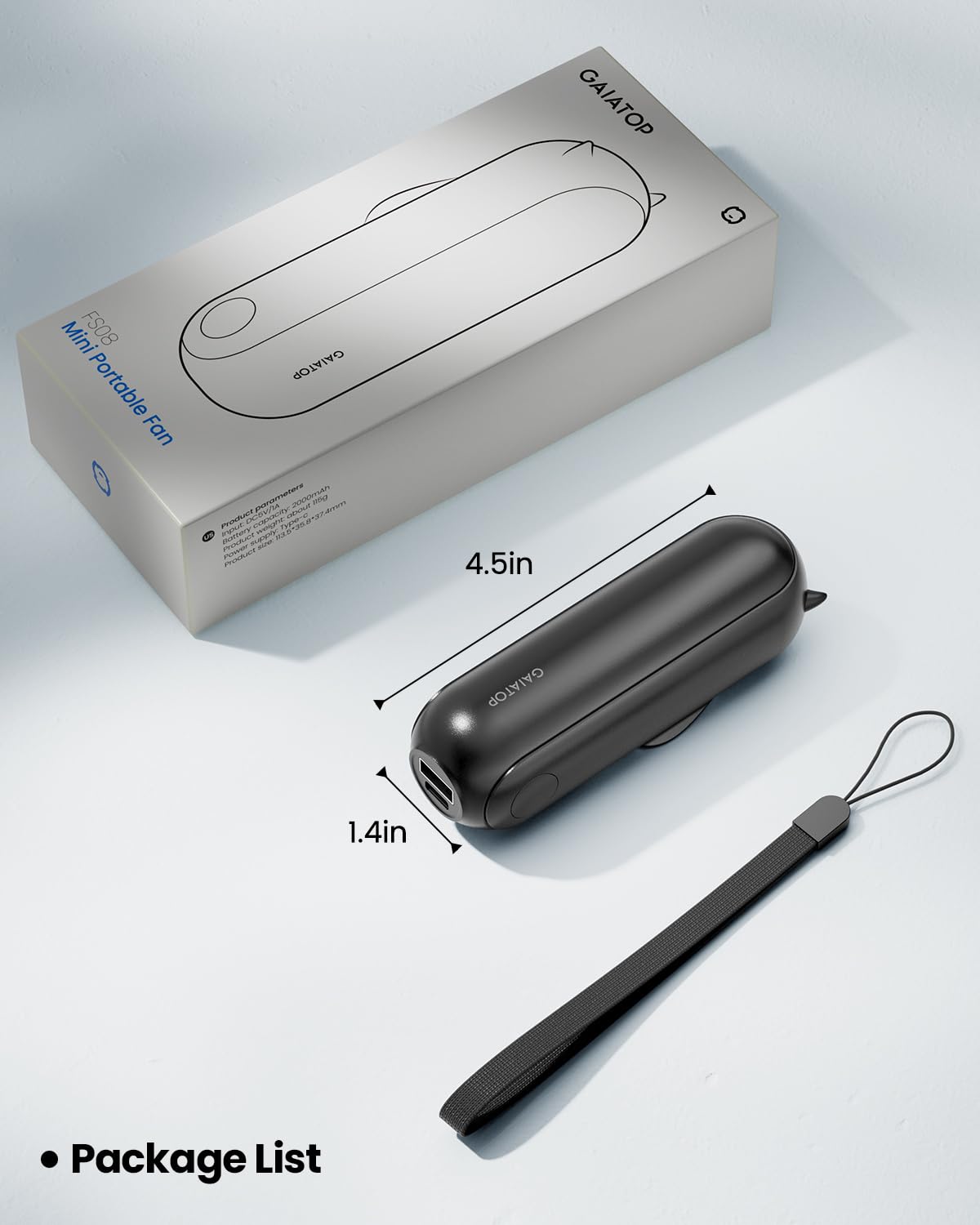 Foto 8 pulgar | Ventilador Portátil Gaiatop, Recargable Por Usb, 2000 Mah, Negro - Venta Internacional.