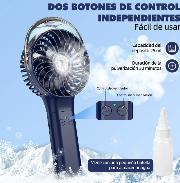 Foto 3 | Ventilador Xtellar Niebla Mini Plegable Mano Eléctrico Con 3 Niveles