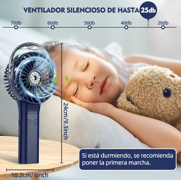 Foto 5 pulgar | Ventilador Xtellar Niebla Mini Plegable Mano Eléctrico Con 3 Niveles