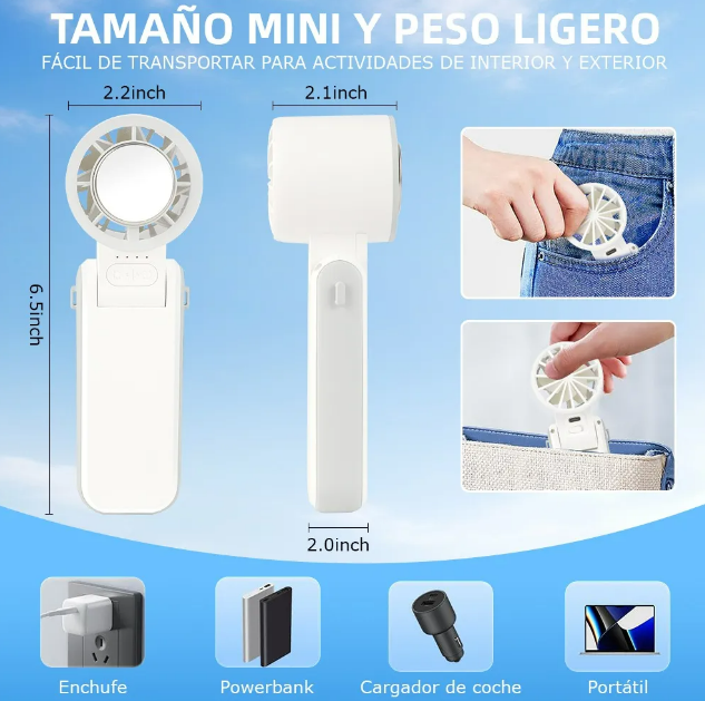 Foto 5 pulgar | Mini Xtellar Ventilador Portátil De 2 Modo Y 4 Vel Con Refrigeración
