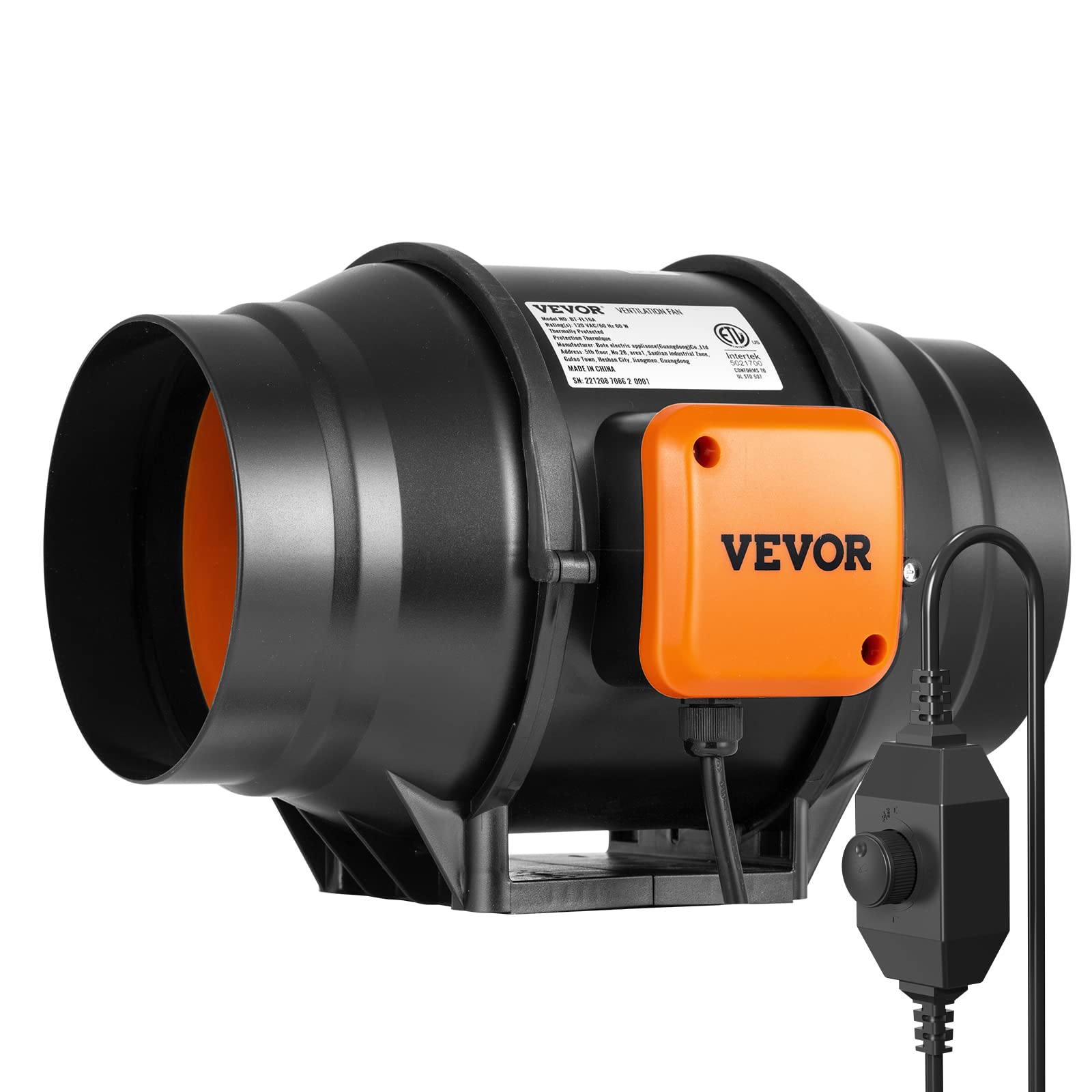 Ventilador De Conducto En Línea Vevor De 6 Pulgadas Y 400 M³/h Con Controlador De Velocidad - Venta Internacional.