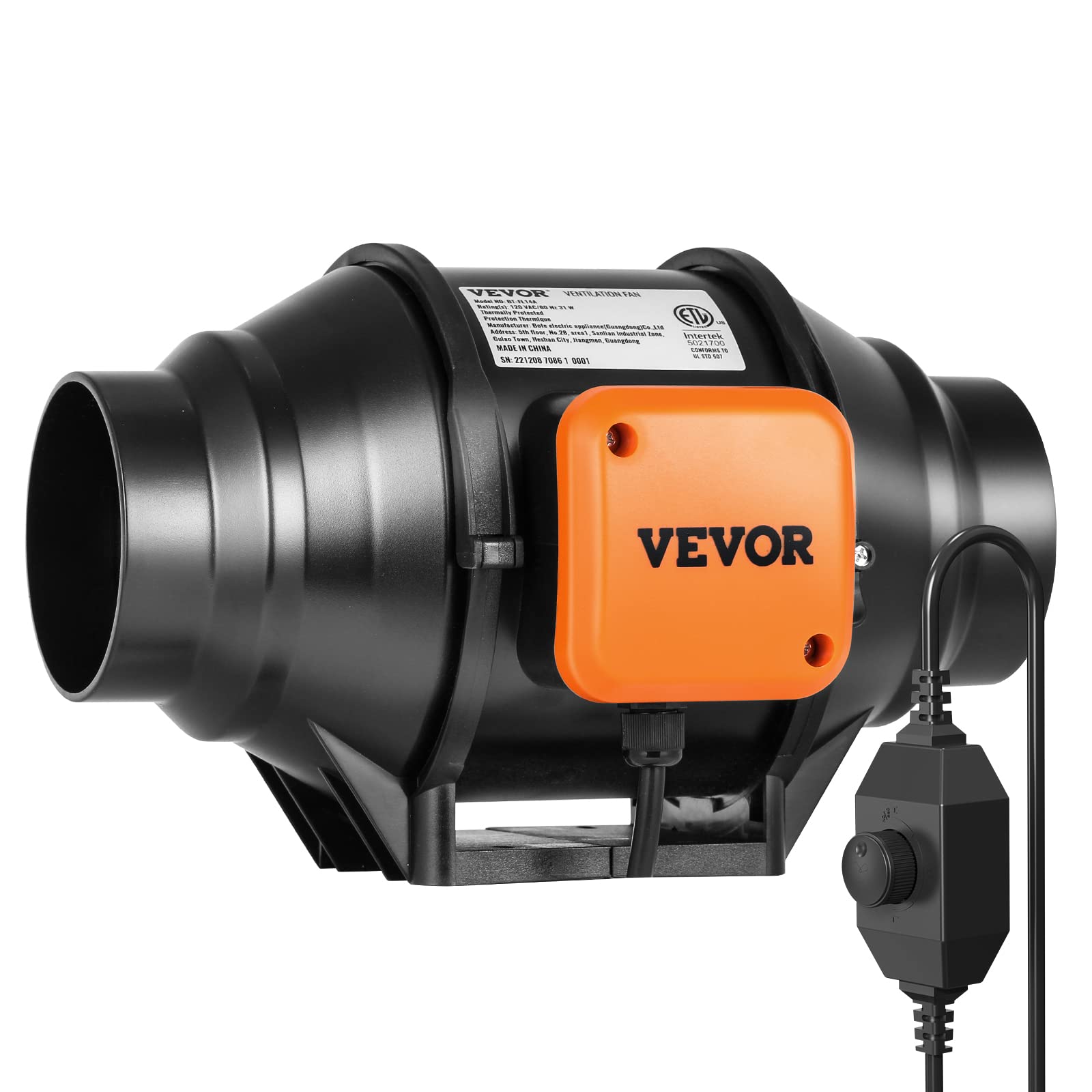 Ventilador De Conducto En Línea Vevor De 4 Pulgadas Y 200 M³/h Con Controlador De Velocidad - Venta Internacional.
