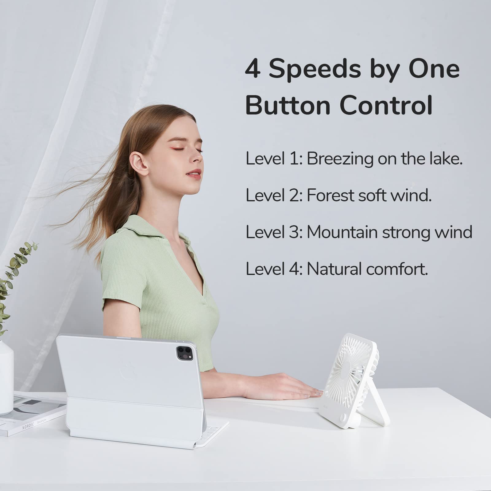 Foto 4 pulgar | Ventilador De Escritorio Jisulife Fa26 Recargable, 4500 Mah, 180°, Plegable, Blanco - Venta Internacional.