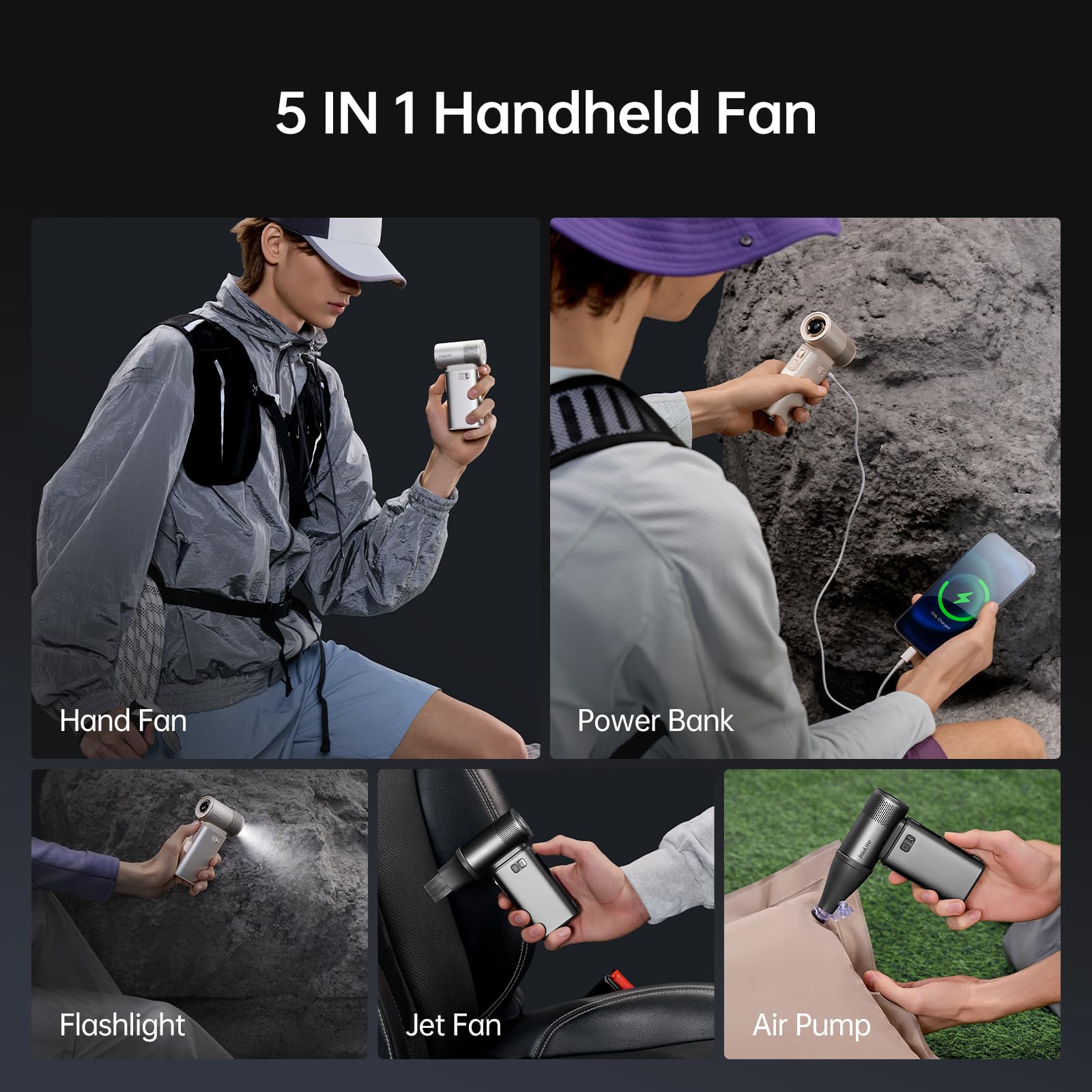 Foto 2 | Ventilador De Mano Jisulife Portable Ultra2, 9000 Mah, 25 Horas, Batería Externa - Venta Internacional.