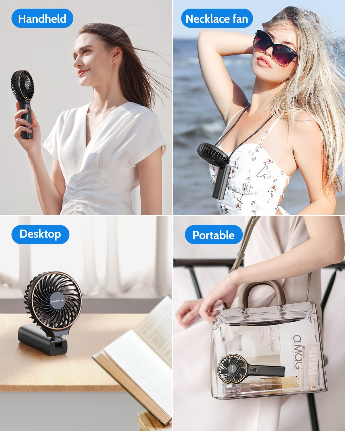 Foto 5 pulgar | Ventilador Portátil Sweetfull De 5000 Mah Recargable Con Viento De 6 Velocidades - Venta Internacional.