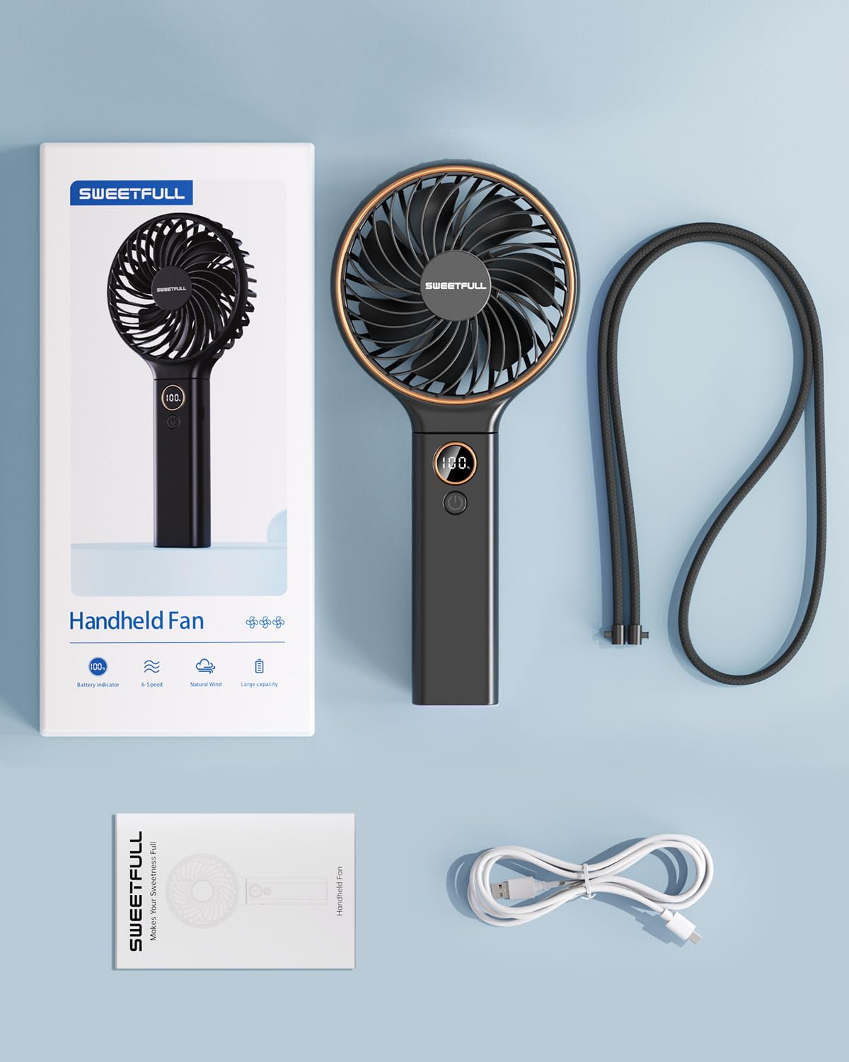 Foto 8 pulgar | Ventilador Portátil Sweetfull De 5000 Mah Recargable Con Viento De 6 Velocidades - Venta Internacional.