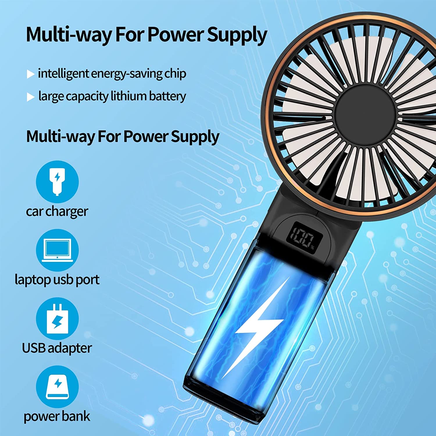 Foto 6 pulgar | Ventilador Portátil Peiyuu De 4000 Mah, Recargable, 6 Velocidades - Venta Internacional.