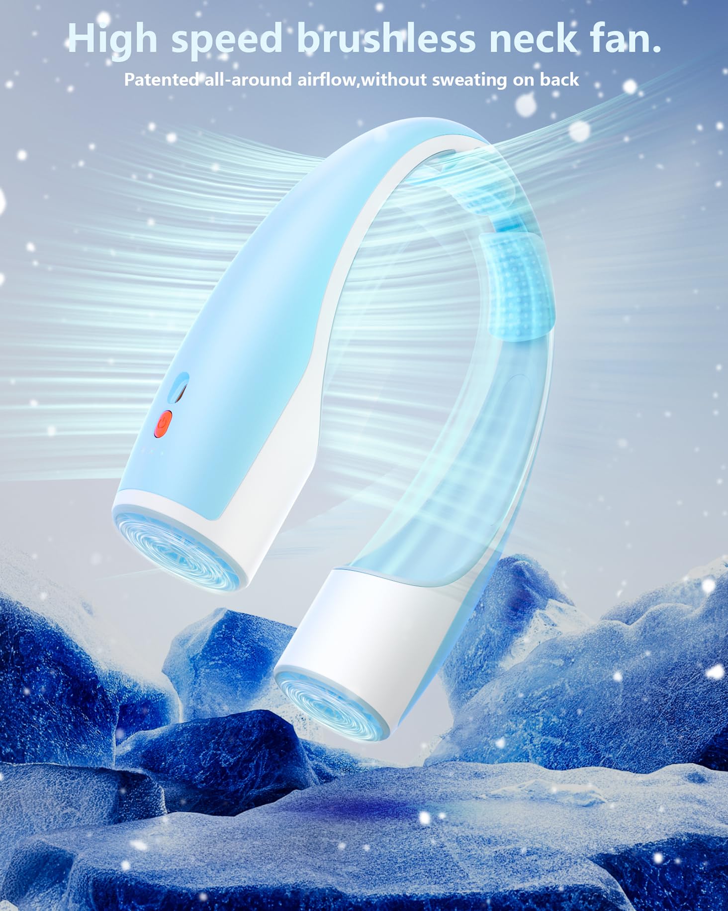 Foto 7 pulgar | Ventilador De Cuello Rohent, Portátil, Refrigeración De Alta Velocidad, Azul, 4000 Mah - Venta Internacional.