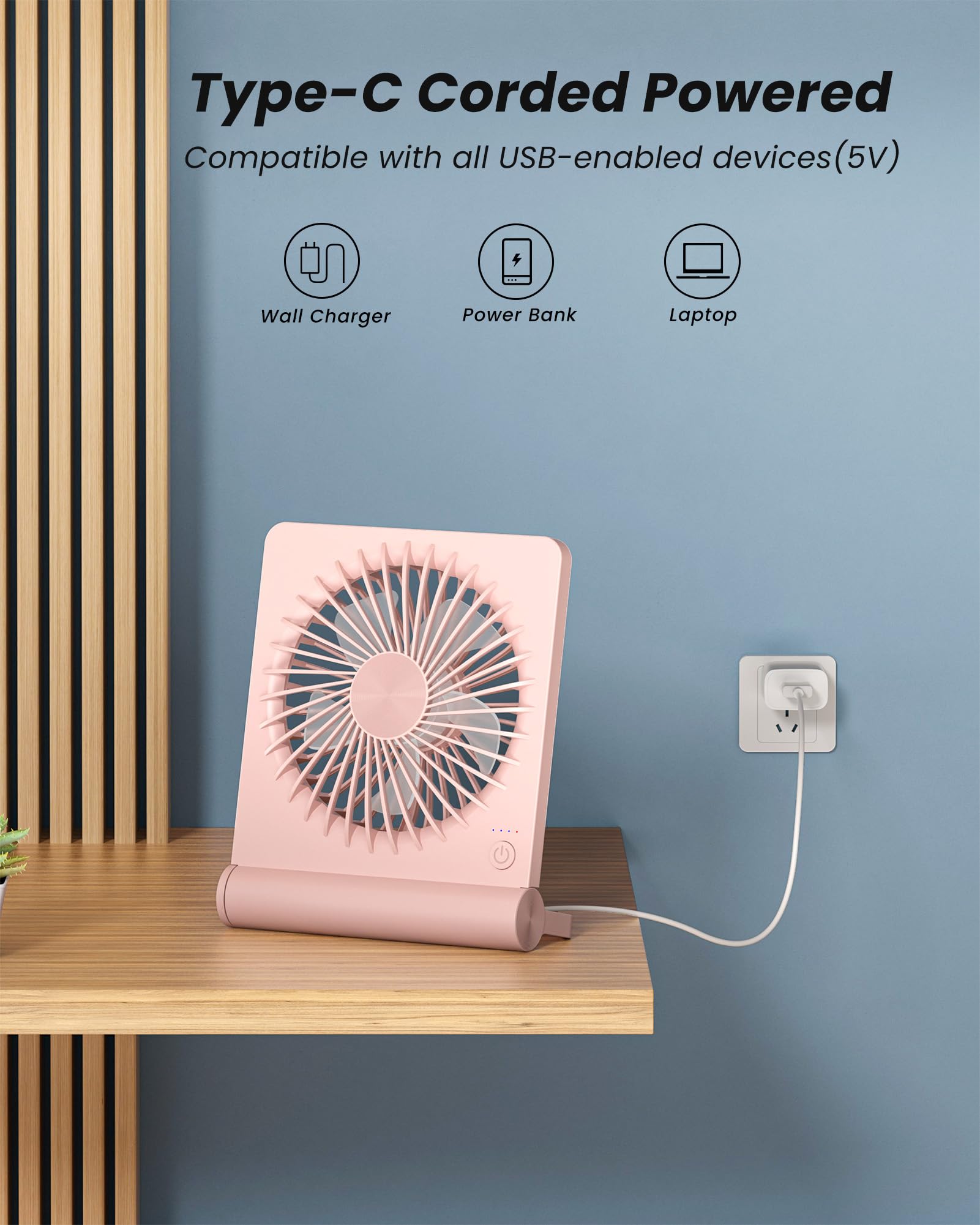 Foto 5 pulgar | Ventilador Usb Koonie Strong Wind, Ultrasilencioso, Pequeño Escritorio Rosa - Venta Internacional.