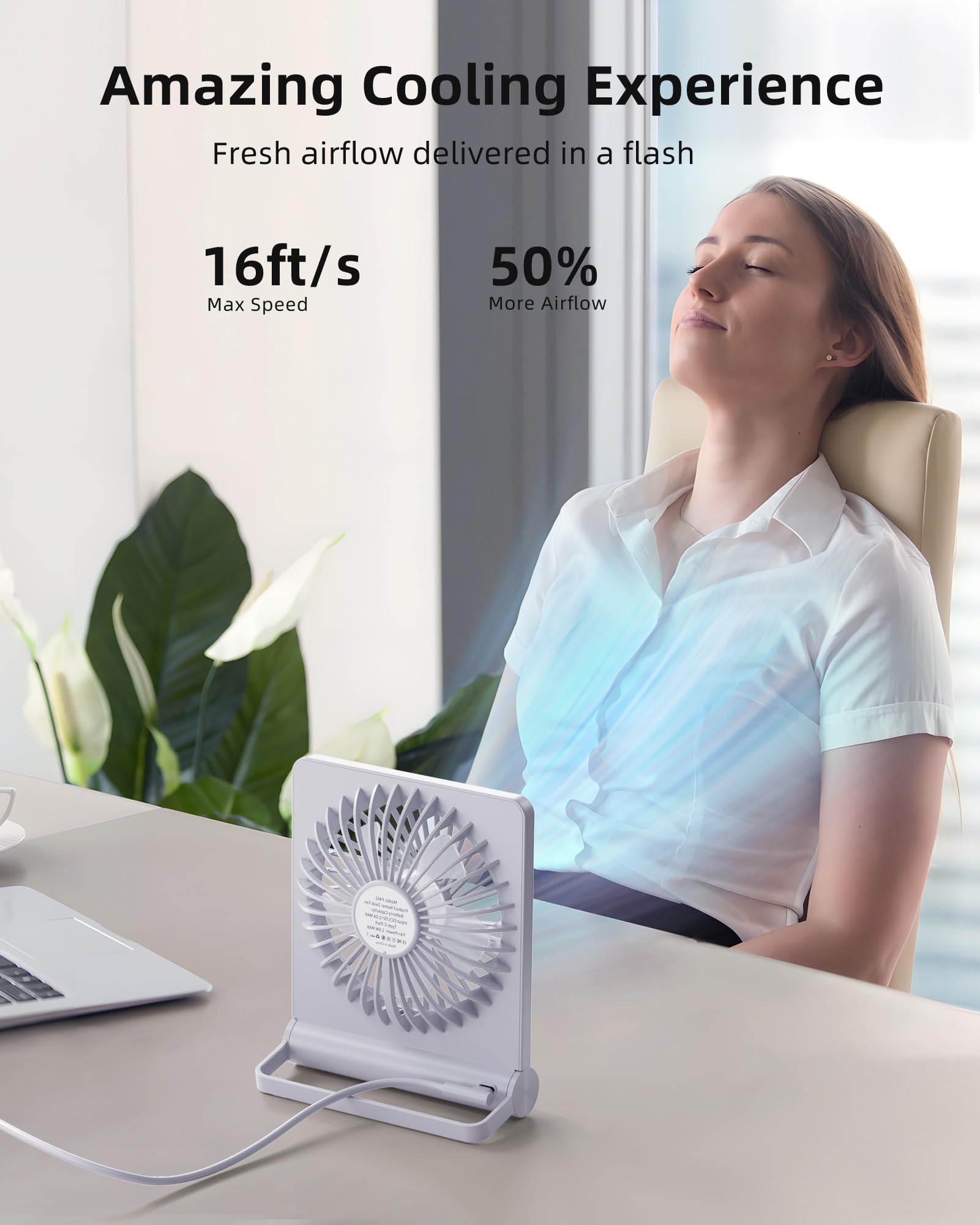 Foto 4 pulgar | Ventilador Usb Koonie Strong Wind, Ultrasilencioso, Pequeño Escritorio Blanco - Venta Internacional.