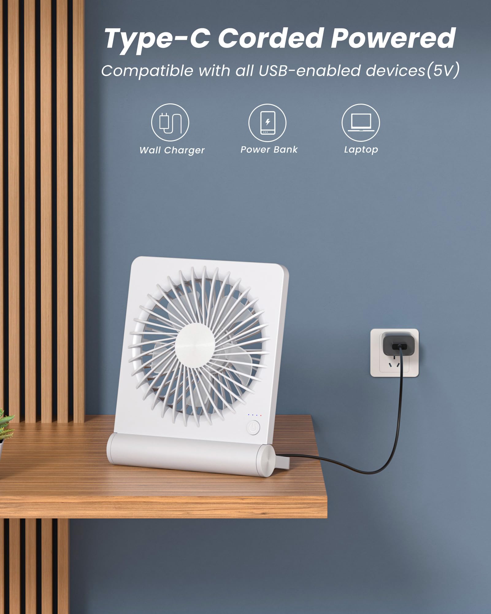 Foto 5 pulgar | Ventilador Usb Koonie Strong Wind, Ultrasilencioso, Pequeño Escritorio Blanco - Venta Internacional.