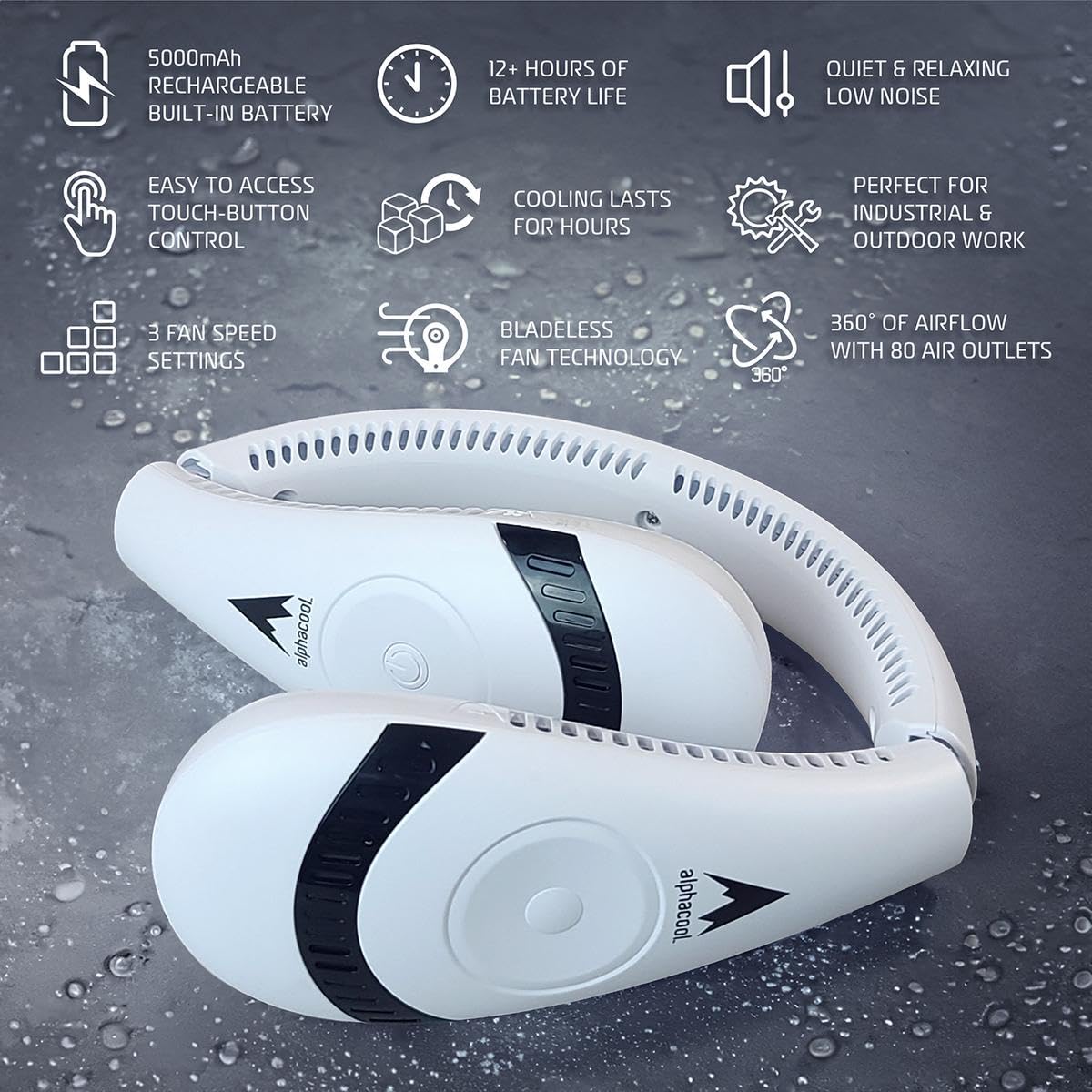 Foto 6 pulgar | Ventilador De Cuello Portátil Alphacool, Diseño Sin Aspas, Batería De 18 H - Venta Internacional.