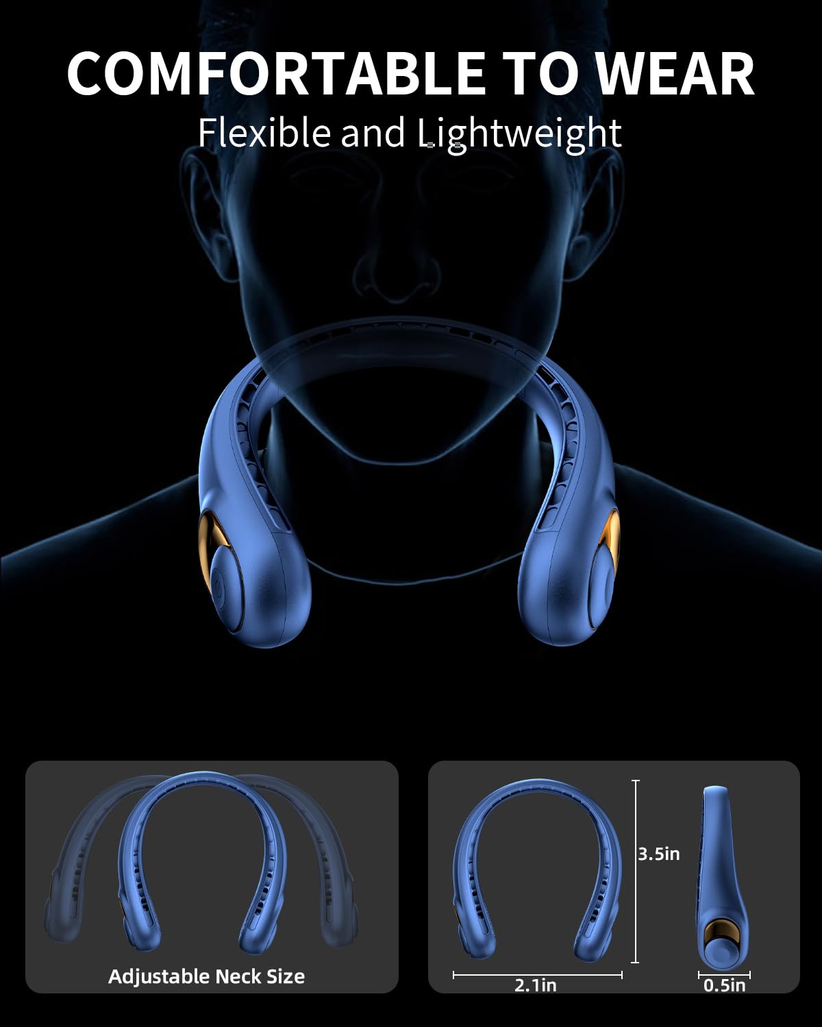 Foto 6 | Ventilador De Cuello Peiyuu Sin Aspas Con Indicador Led Usb-c De 5200 Mah - Venta Internacional.