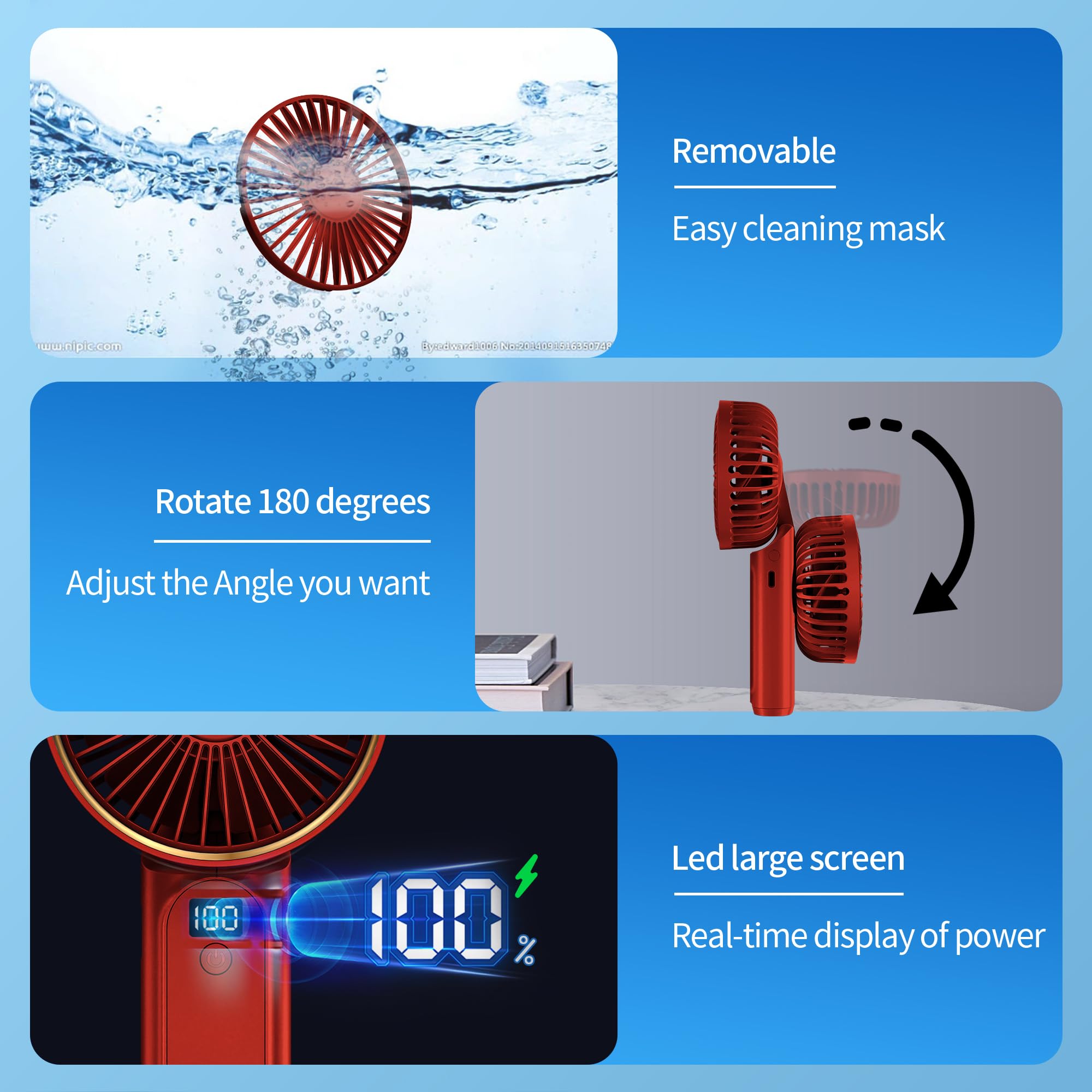 Foto 5 pulgar | Ventilador Portátil Peiyuu De 4000 Mah, Recargable Por Usb - Venta Internacional.