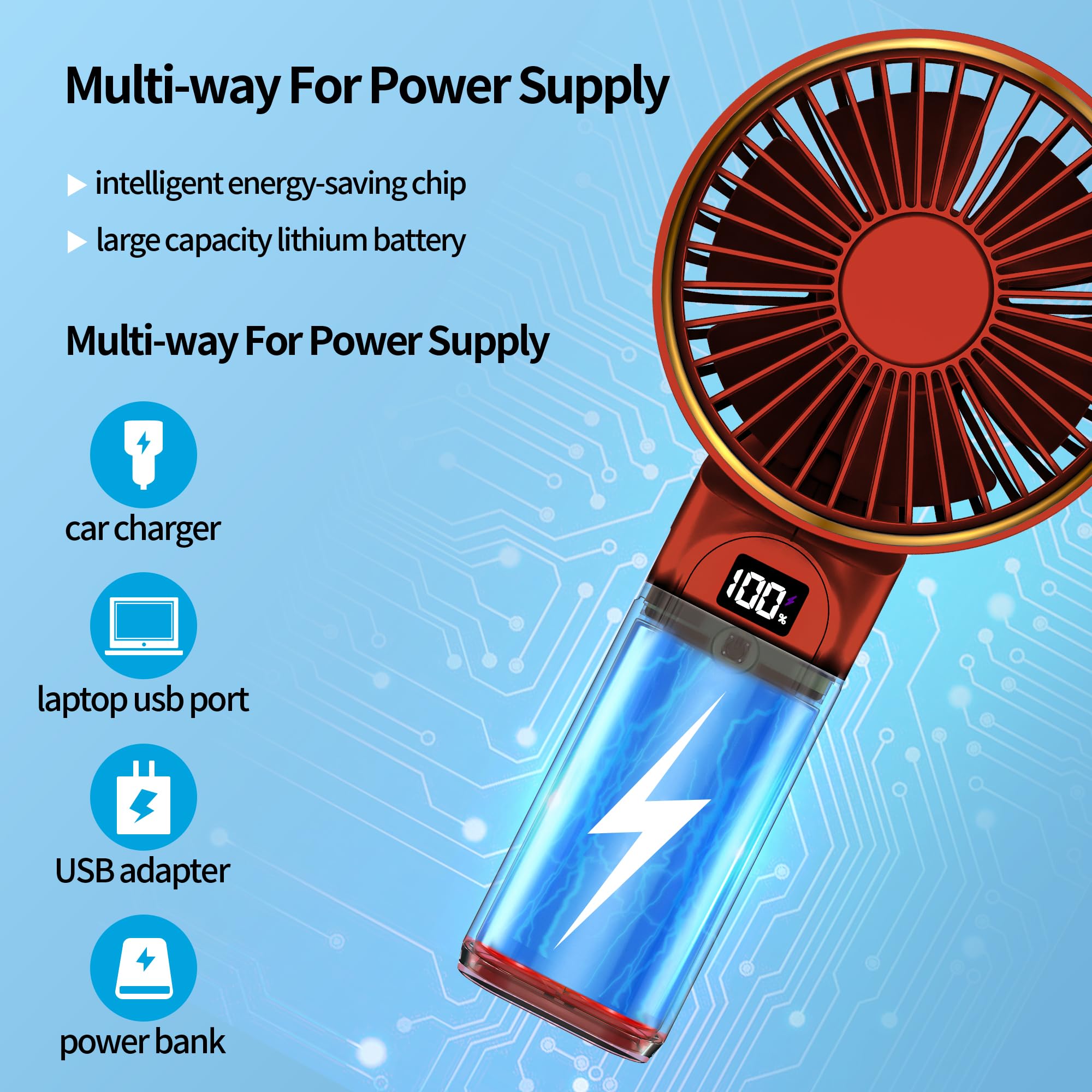 Foto 6 pulgar | Ventilador Portátil Peiyuu De 4000 Mah, Recargable Por Usb - Venta Internacional.