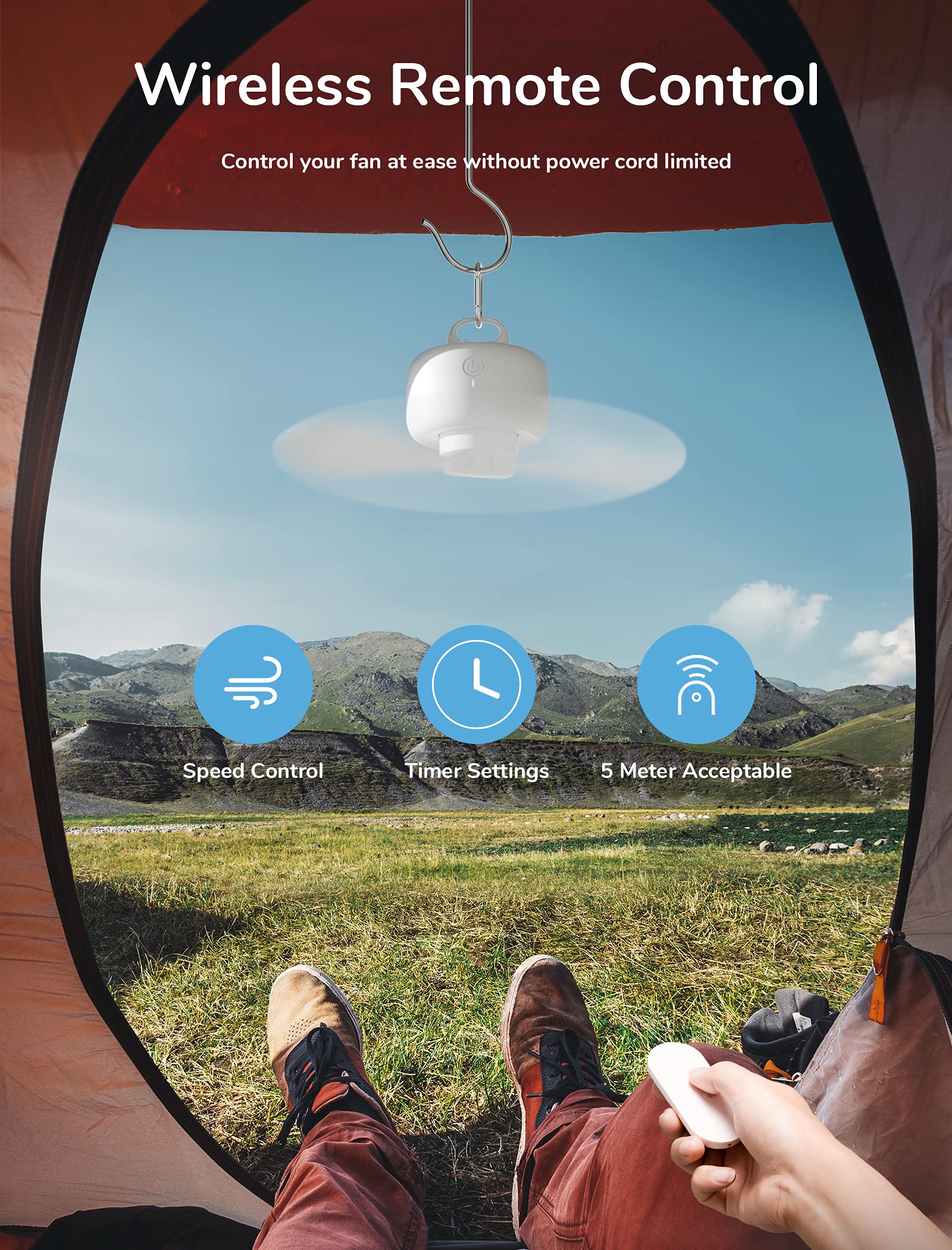 Foto 4 | Ventilador De Camping Jisulife De 8000 Mah  Funciona Con Pilas Y Mando A Distancia - Venta Internacional.