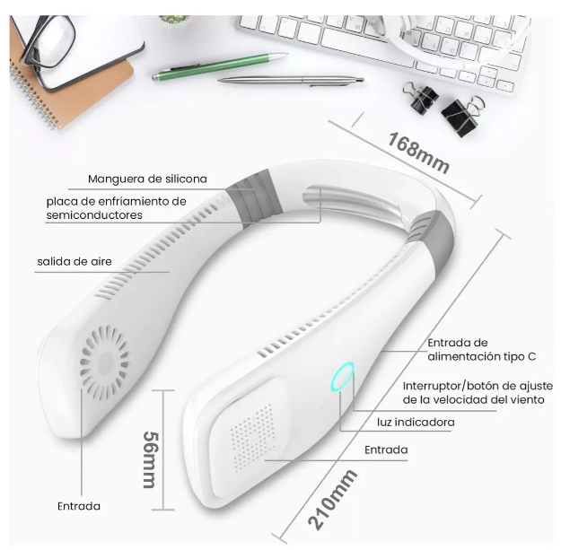 Foto 5 pulgar | Xtellar Ventilador De Cuello Portátil - Potencia De 2000mah  3 Modos Usb