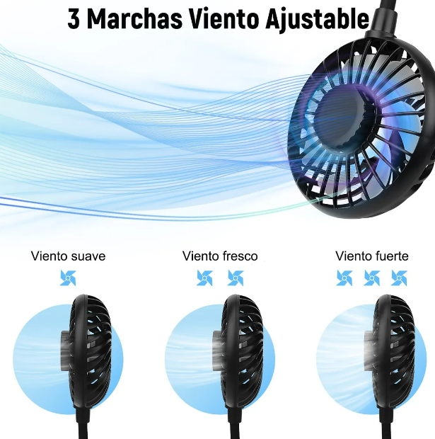 Foto 3 pulgar | Xtellar Ventilador De Cuello Deportivo  Portátil Y Silencioso  Con Batería Recargable De 3300mah Y Ajuste De Flujo D