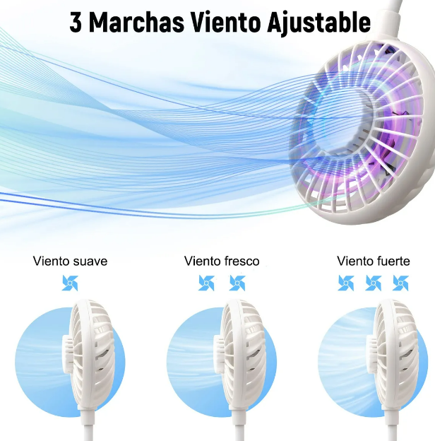Foto 3 pulgar | Xtellar Ventilador De Cuello Deportivo  Portátil Y Silencioso  Con Batería Recargable De 3300mah Y Ajuste De Flujo D
