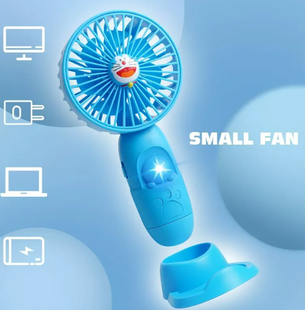 Foto 3 pulgar | Ventilador Portátil Xtellar Con Luz Y Diseño Doraemo  Recargable Y Ajustable