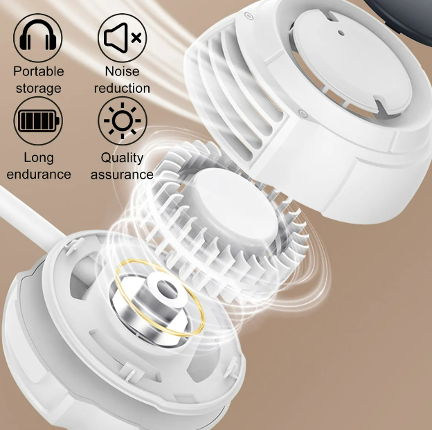 Foto 5 pulgar | Ventilador Portátil De Cuello Xtellar 360° Recargable  Ajustable Y Con Potente Viento