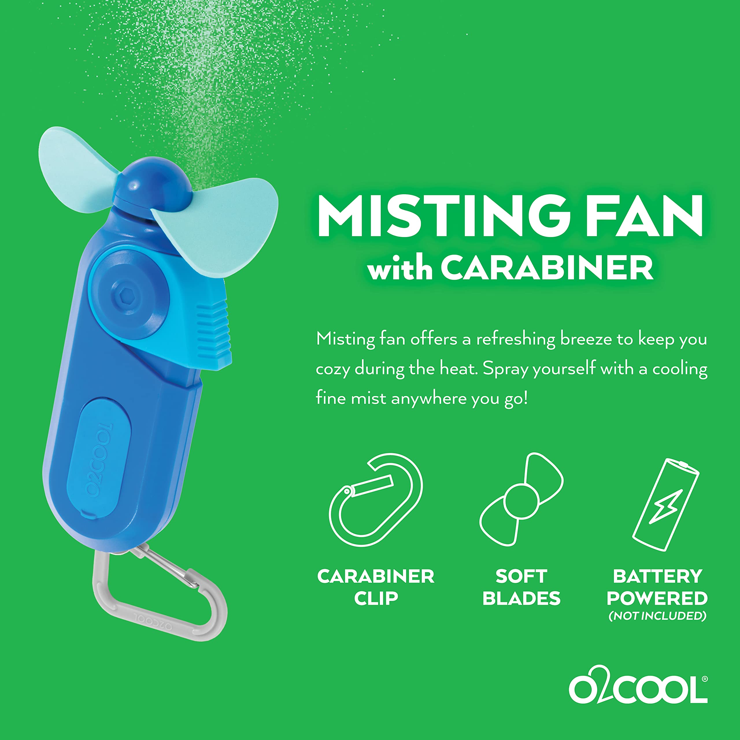 Foto 3 | Llavero Deportivo Misting Fan O2cool  Tamaño Bolsillo  Con Mosquetón  Paquete De 2 - Venta Internacional.