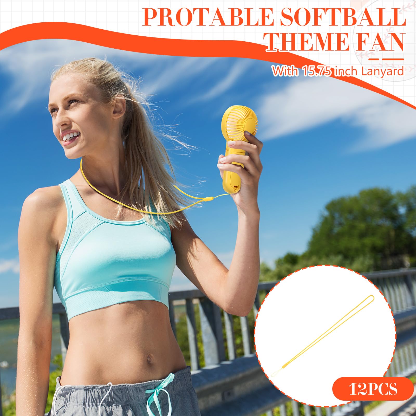 Foto 4 pulgar | Juego De 12 Piezas Con Tema De Softball Handheld Fan Honoson Con Cordón - Venta Internacional.