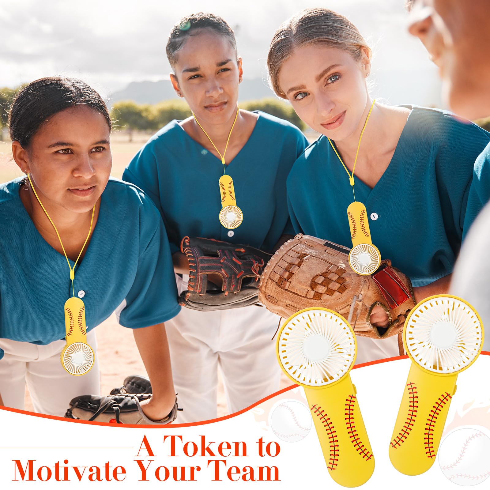 Foto 6 pulgar | Juego De 12 Piezas Con Tema De Softball Handheld Fan Honoson Con Cordón - Venta Internacional.