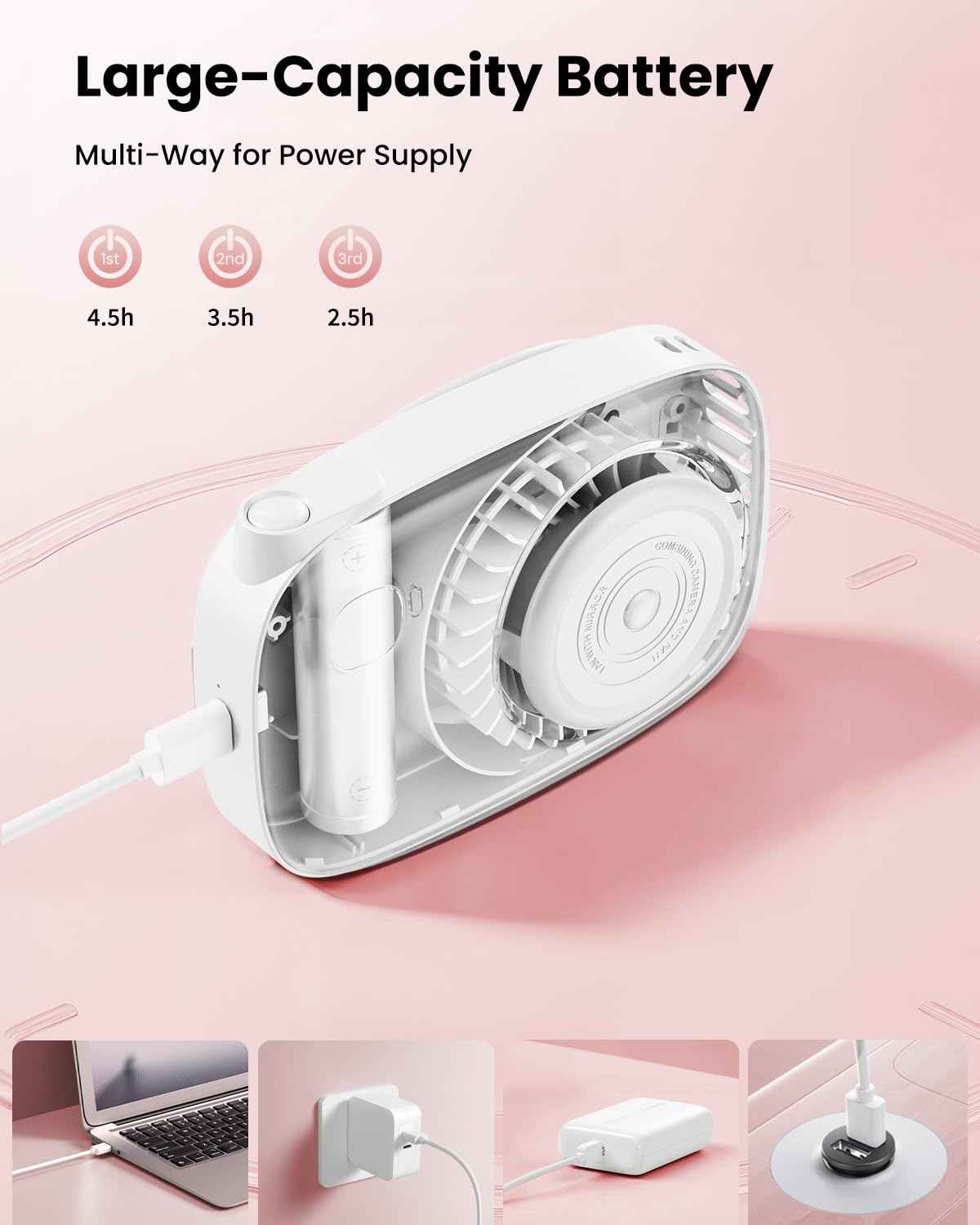 Foto 6 pulgar | Ventilador De Cuello Gaiatop Mini Led Recargable  3 Velocidades  Giro 360°  Blanco - Venta Internacional.