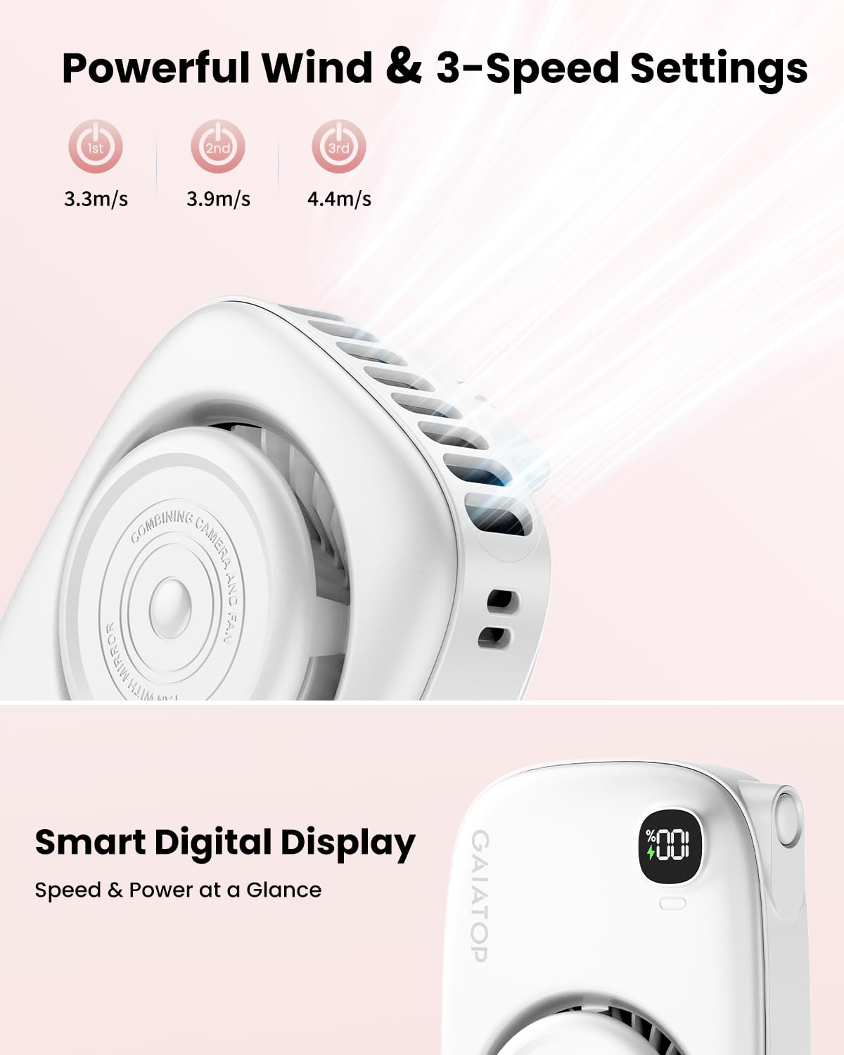 Foto 7 pulgar | Ventilador De Cuello Gaiatop Mini Led Recargable  3 Velocidades  Giro 360°  Blanco - Venta Internacional.