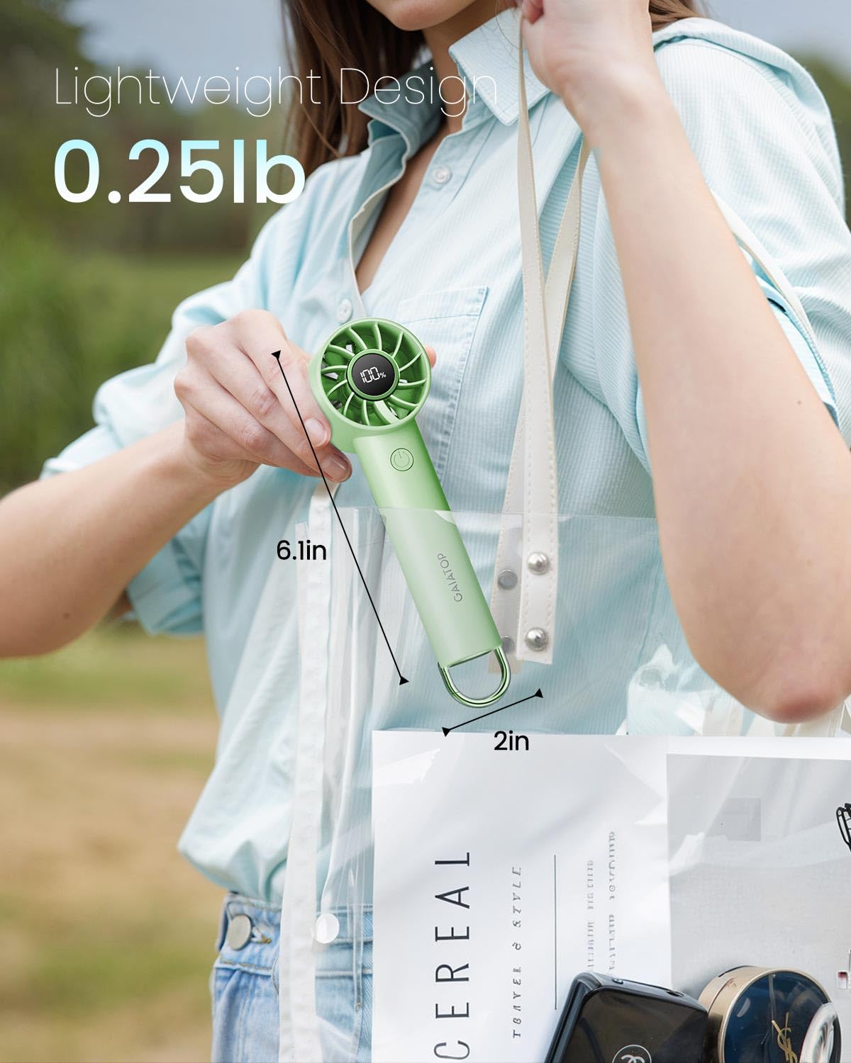 Foto 5 pulgar | Miniventilador Portátil Gaiatop De 3 Velocidades Con Pantalla De Alimentación Verde - Venta Internacional.