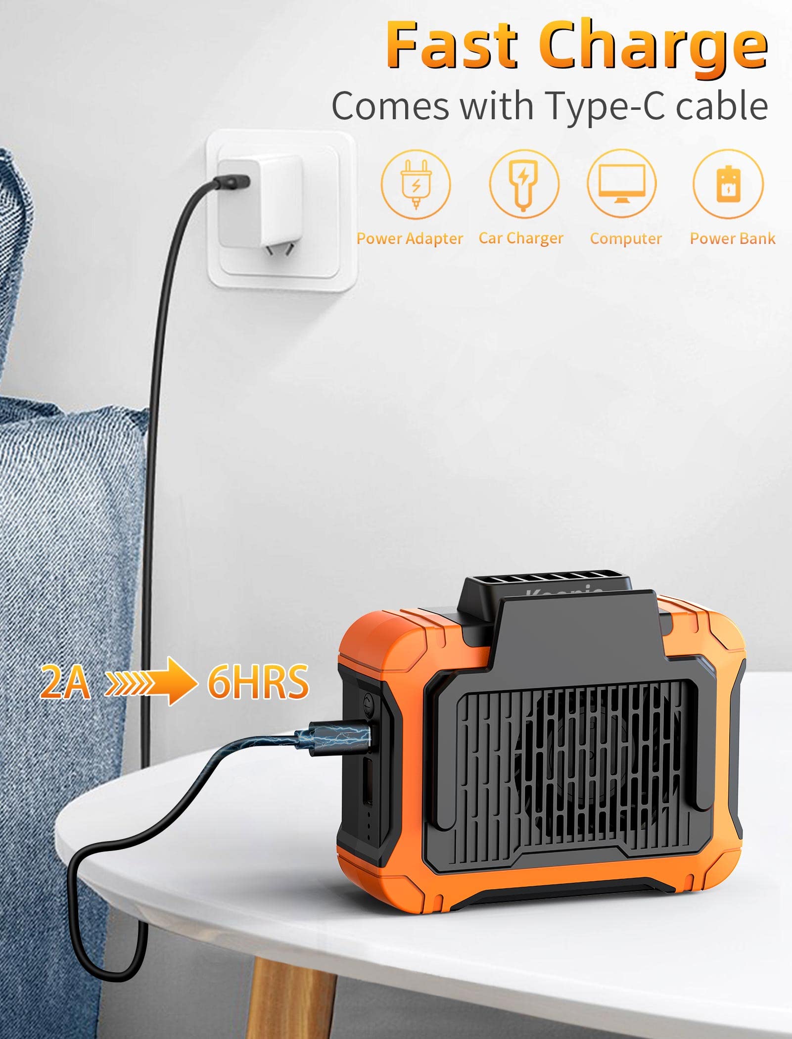 Foto 7 | Ventilador Con Clip De Cintura Koonie De 10000 Mah Con Panel Solar Que Funciona Durante 30 Horas - Venta Internacional.