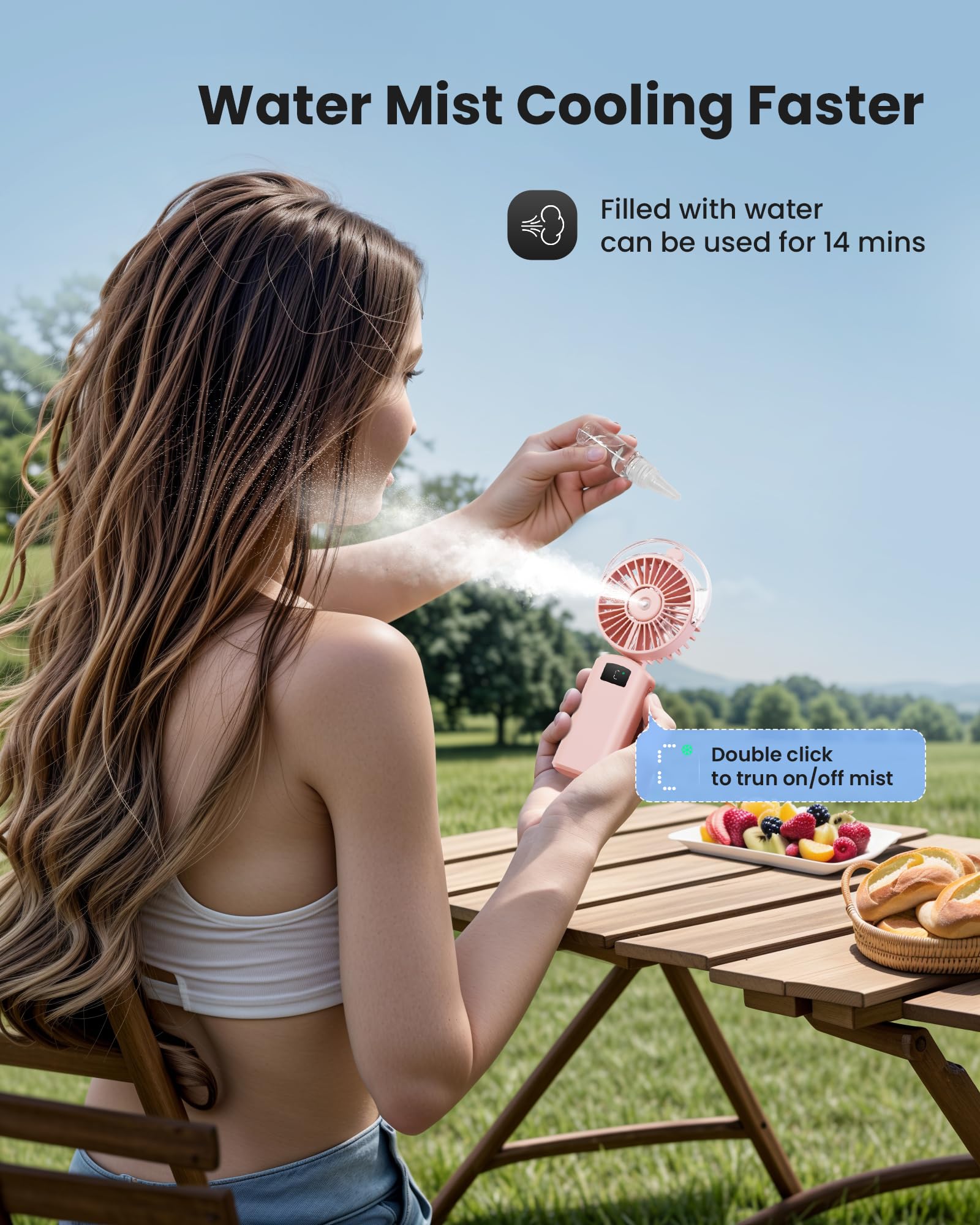 Foto 4 pulgar | Ventilador Nebulizador Portátil Gaiatop De Mano Plegable 180°  Color Rosa - Venta Internacional.