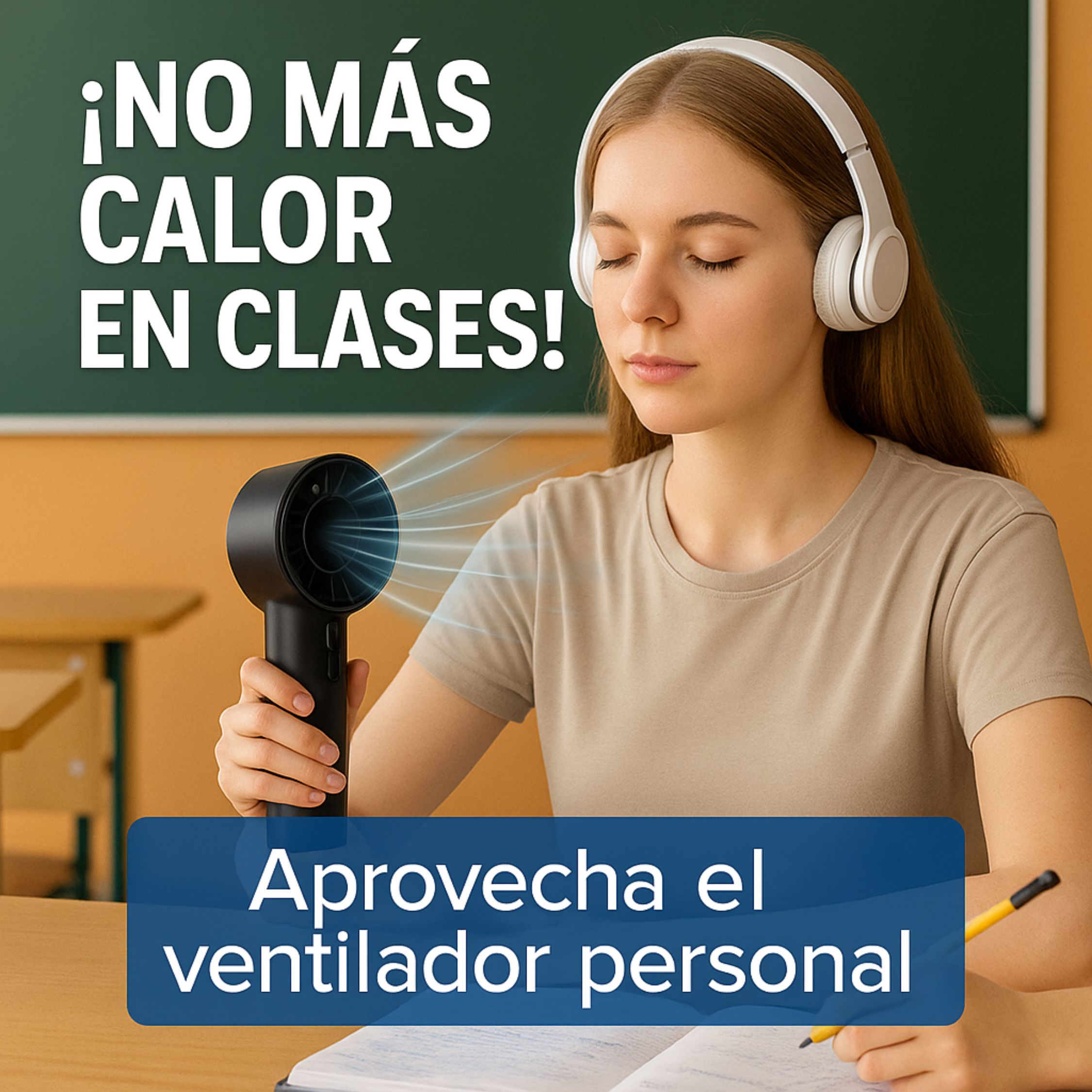 Foto 8 | Ventilador Portátil Silencioso 25dB 5 Velocidades Recargable USB-C 3000mAh
