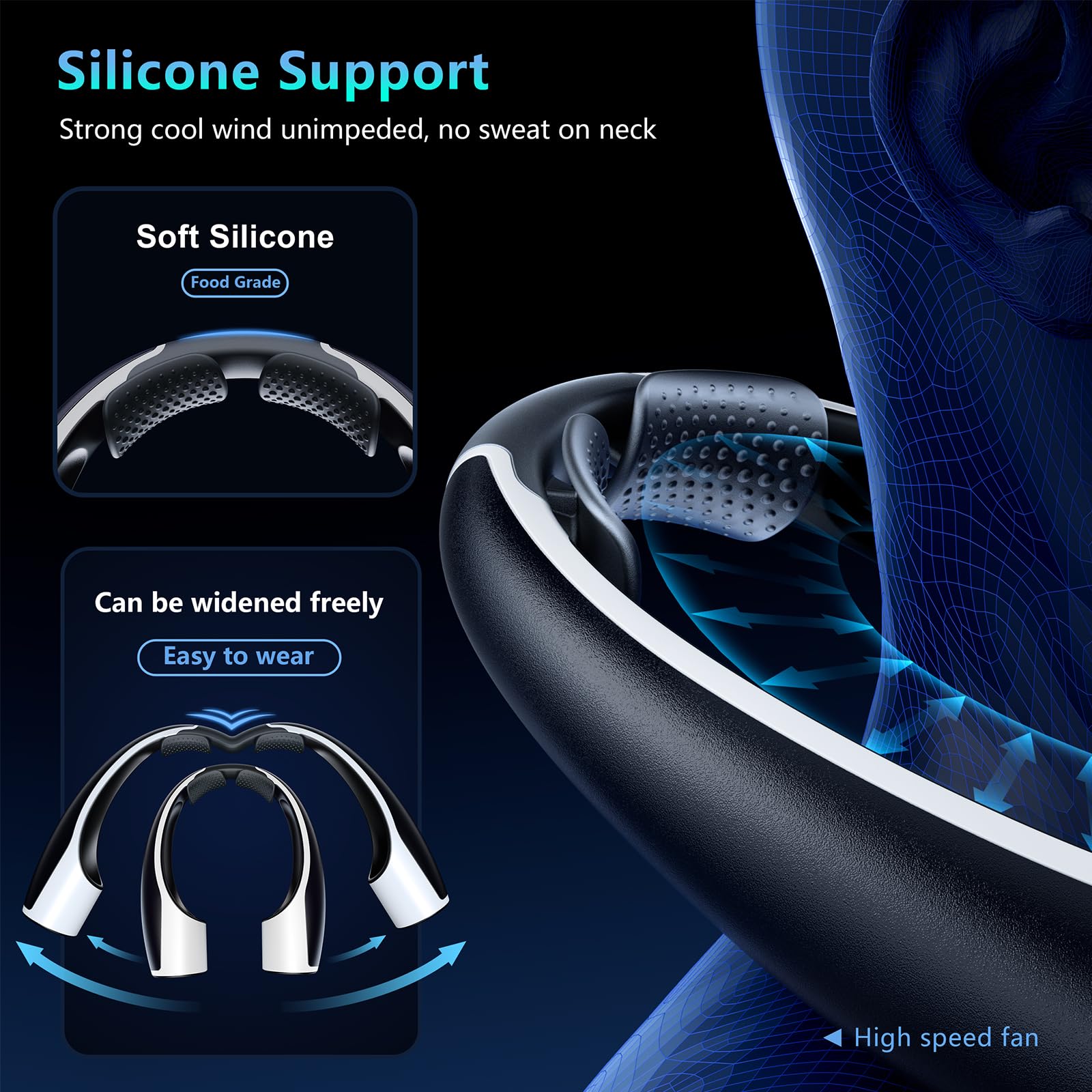 Foto 4 pulgar | Ventilador De Cuello Rohent Q1  4000 Mah  Usb C  Recargable  4 Velocidades  Color Negro - Venta Internacional.