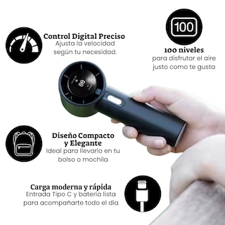 Foto 2 | 2 Ventiladores Portátiles Recargables 5 Velocidades Ultra Silenciosos 3000mah Usb-c – Compactos Y Ligeros