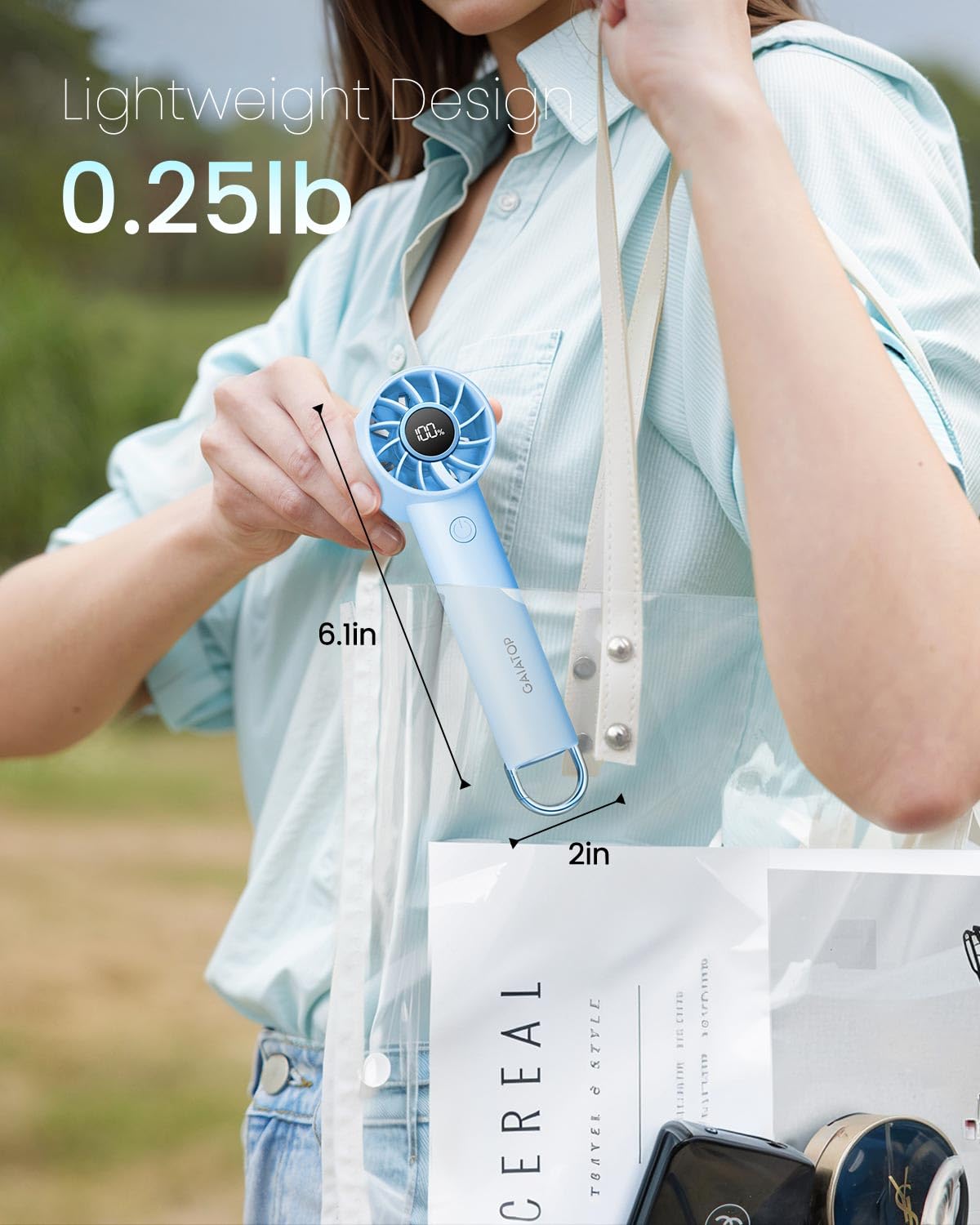 Foto 5 pulgar | Miniventilador Portátil Gaiatop De 3 Velocidades Con Pantalla De Alimentación Azul - Venta Internacional.