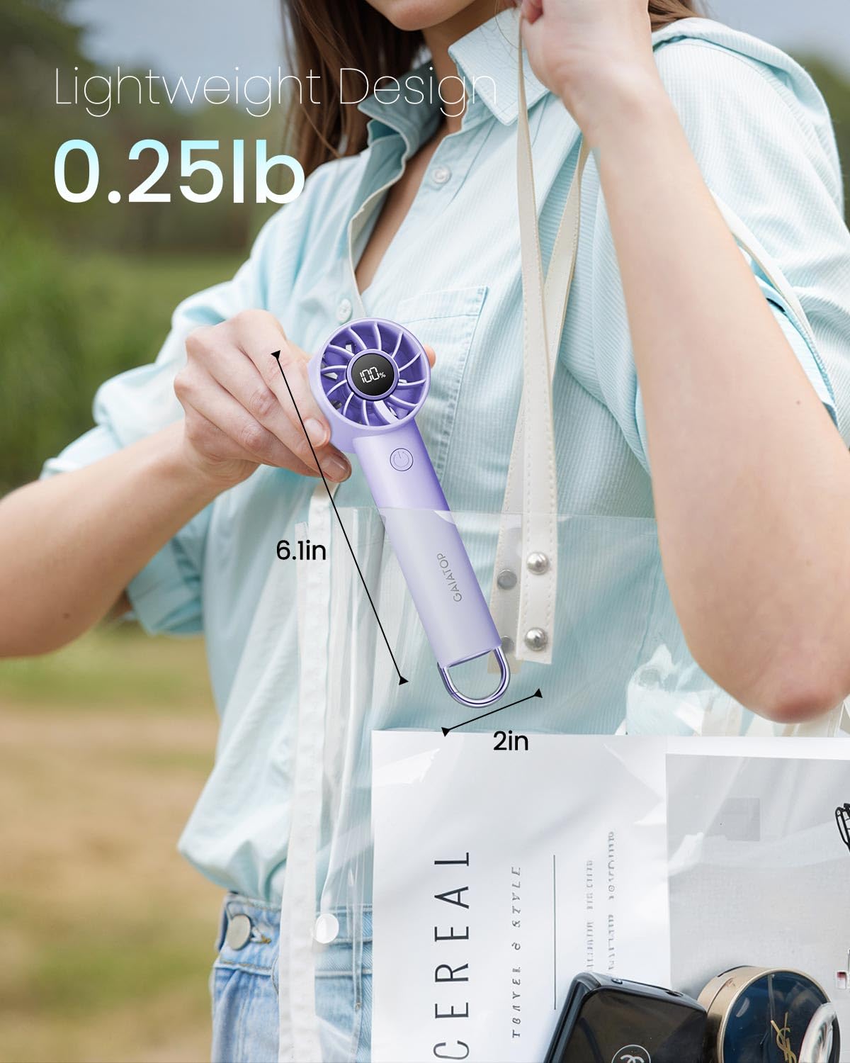 Foto 4 | Miniventilador Portátil Gaiatop De 3 Velocidades  Recargable Por Usb  Color Morado - Venta Internacional.