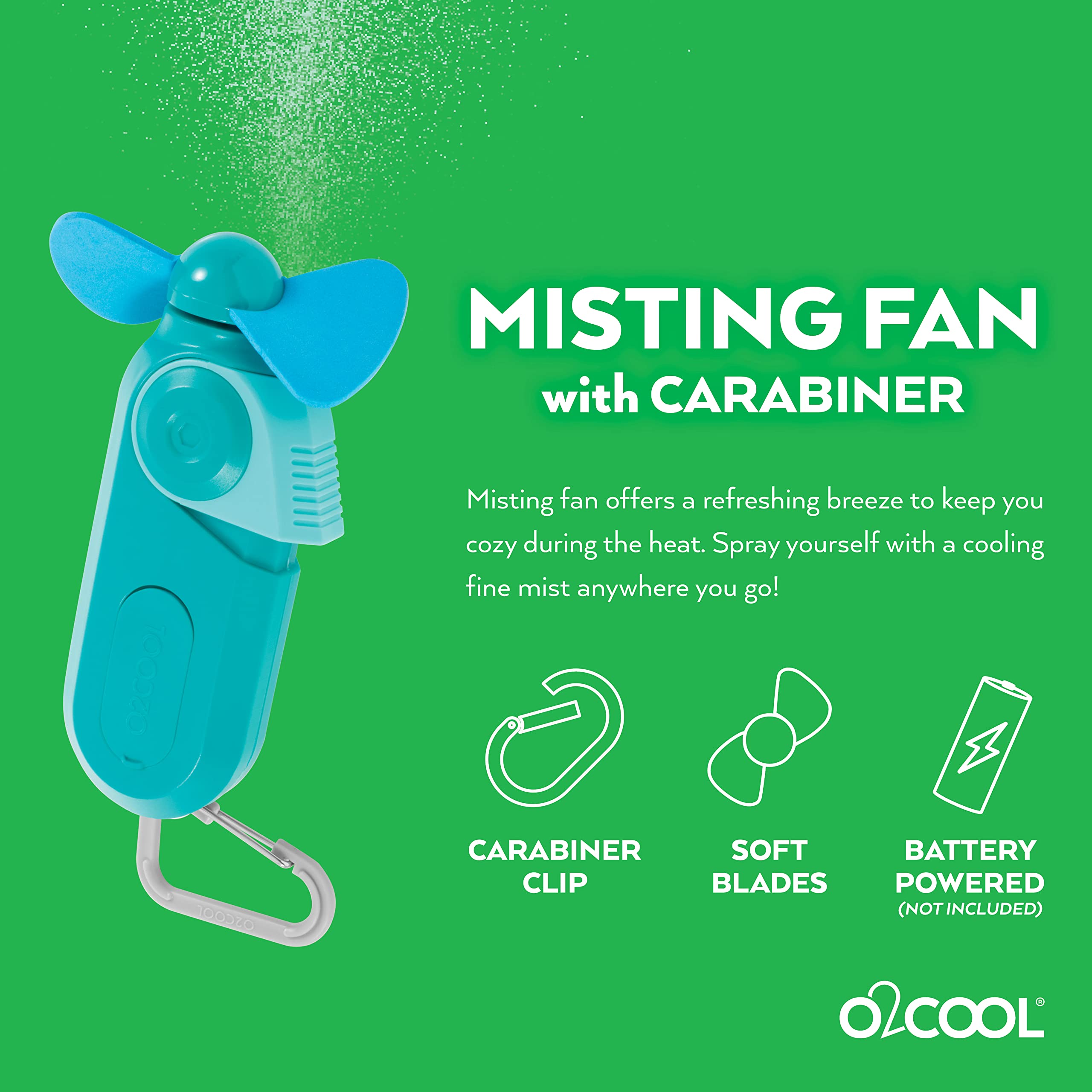 Foto 4 pulgar | Llavero Deportivo Misting Fan O2cool De Bolsillo  Tamaño 2  Color Verde Azulado - Venta Internacional.