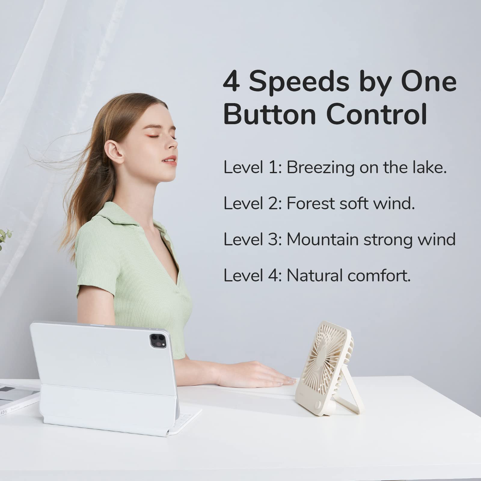 Foto 5 | Ventilador De Escritorio Jisulife Fa26  Batería Recargable De 4500 Mah  4 Velocidades - Venta Internacional.