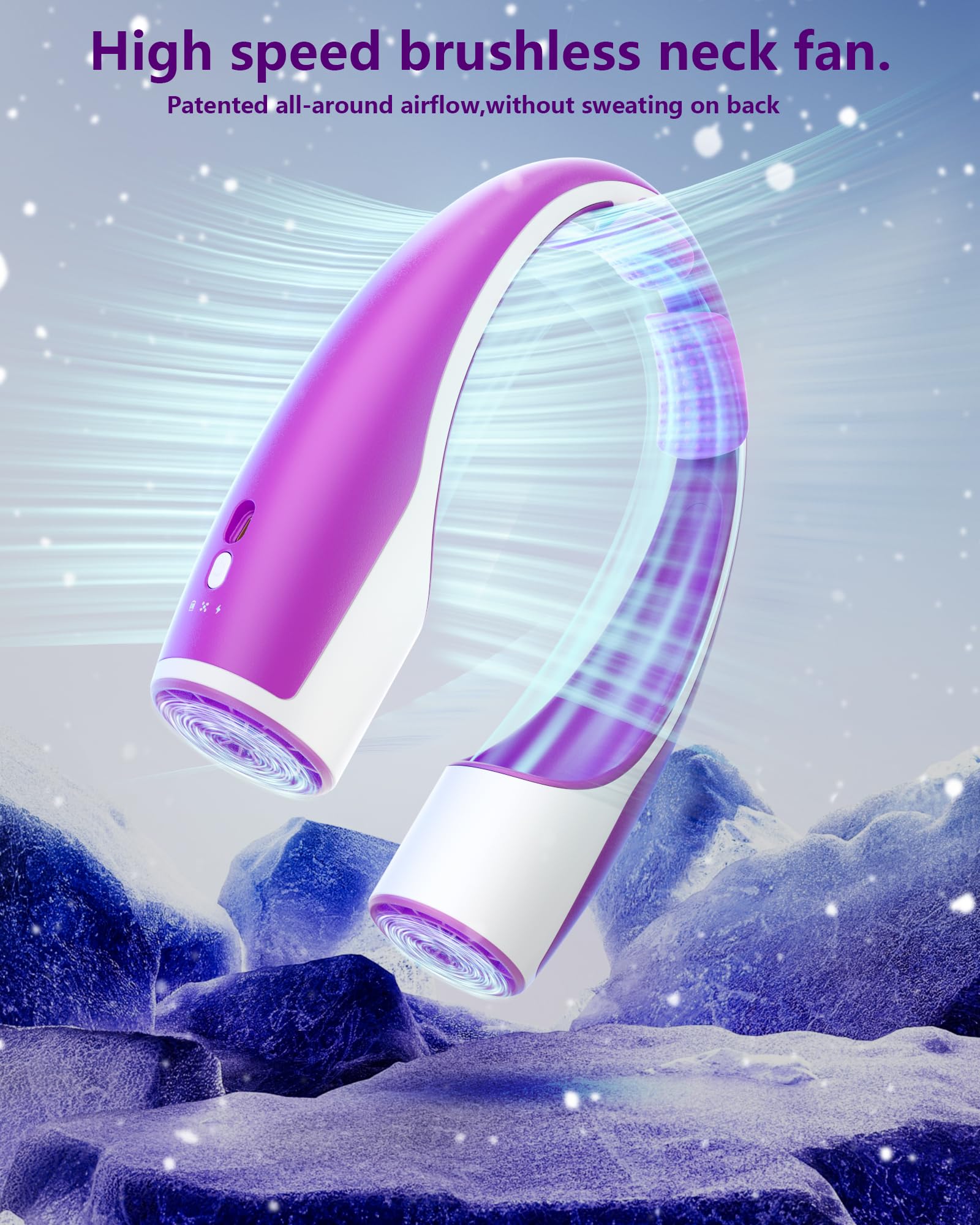 Foto 7 pulgar | Ventilador De Cuello Rohent Portátil Para Mujer De Alta Velocidad Morado - Venta Internacional.
