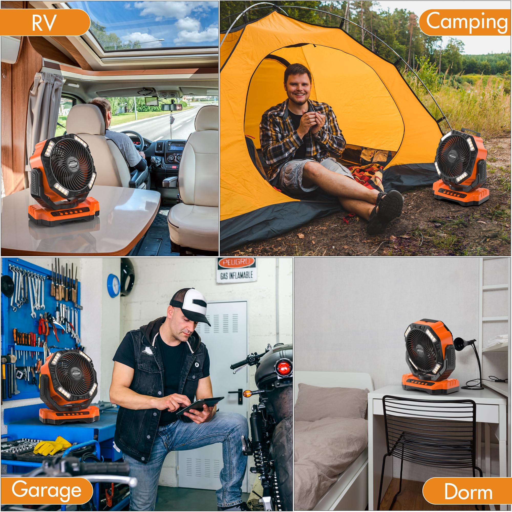 Foto 8 pulgar | Ventilador De Camping Amacool De 4000 Mah Recargable Con Luz Y Control Remoto - Venta Internacional.