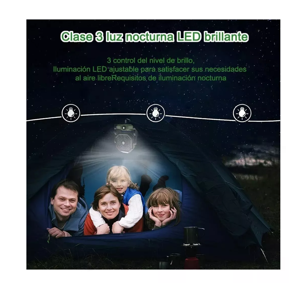 Foto 3 | Ventilador Portátil de Camping Belug Recargable Verde con Luz Led 7800 mAh