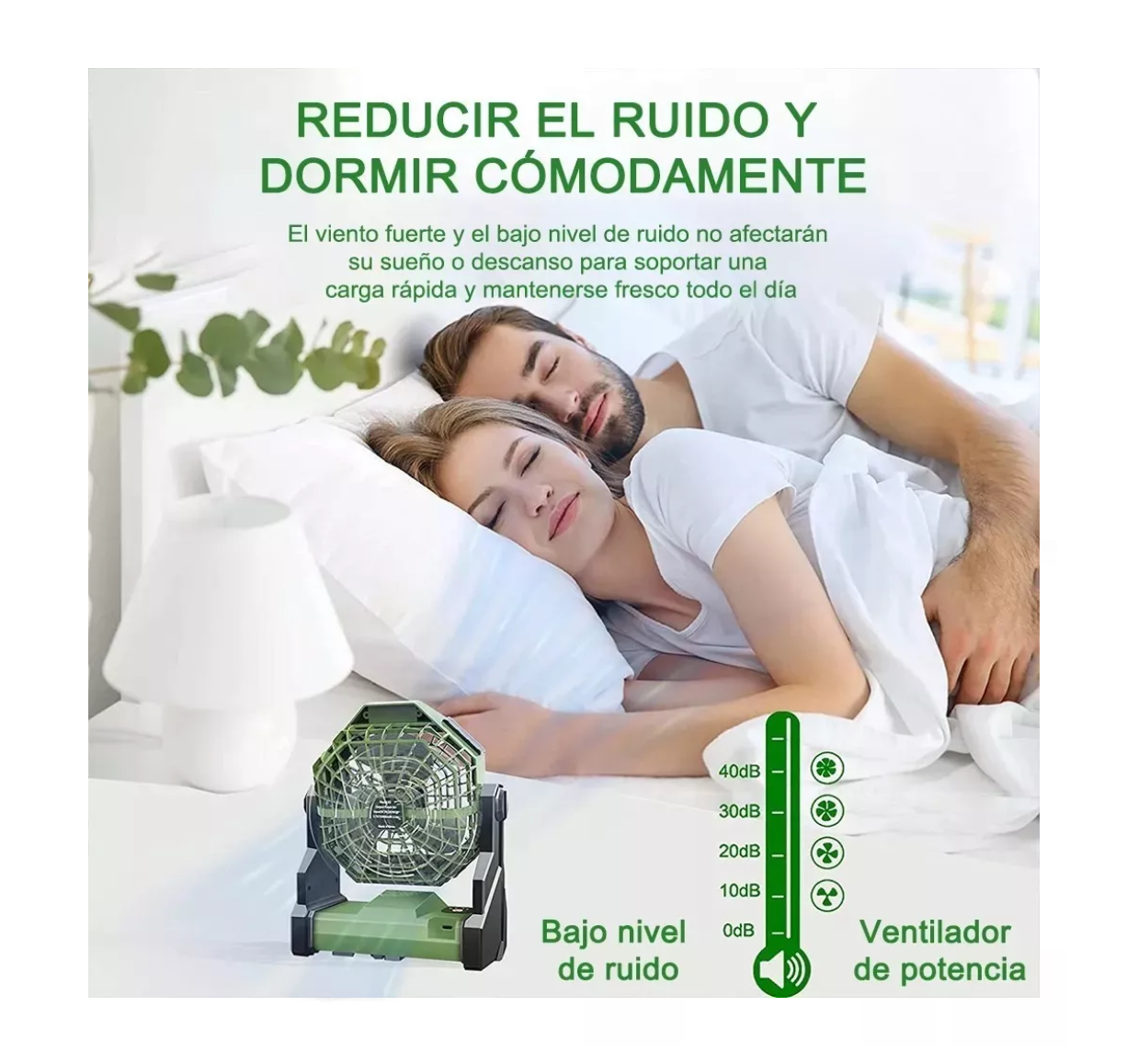 Foto 4 | Ventilador Portátil de Camping Belug Recargable Verde con Luz Led 7800 mAh