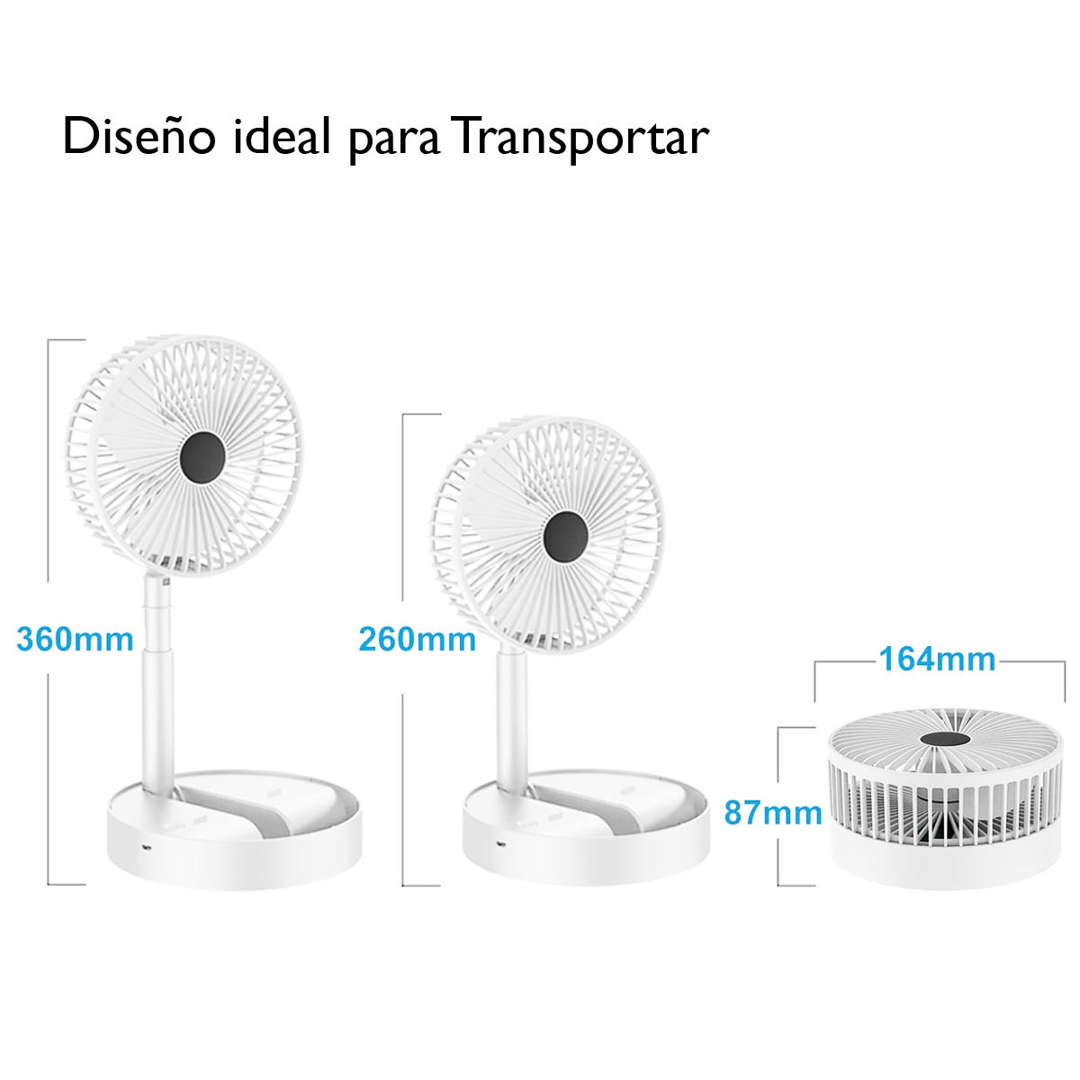 Foto 3 pulgar | Ventilador De Escritorio Dosyu Negro Plegable Recargable