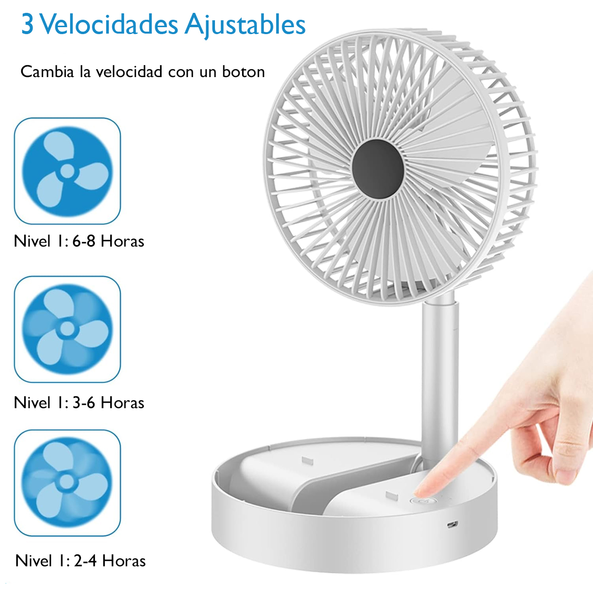 Foto 5 pulgar | Ventilador De Escritorio Dosyu Negro Plegable Recargable