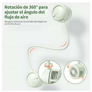 Foto 5 | Portátil Ventilador para Cuello Ajustable 360° Recargable Verde