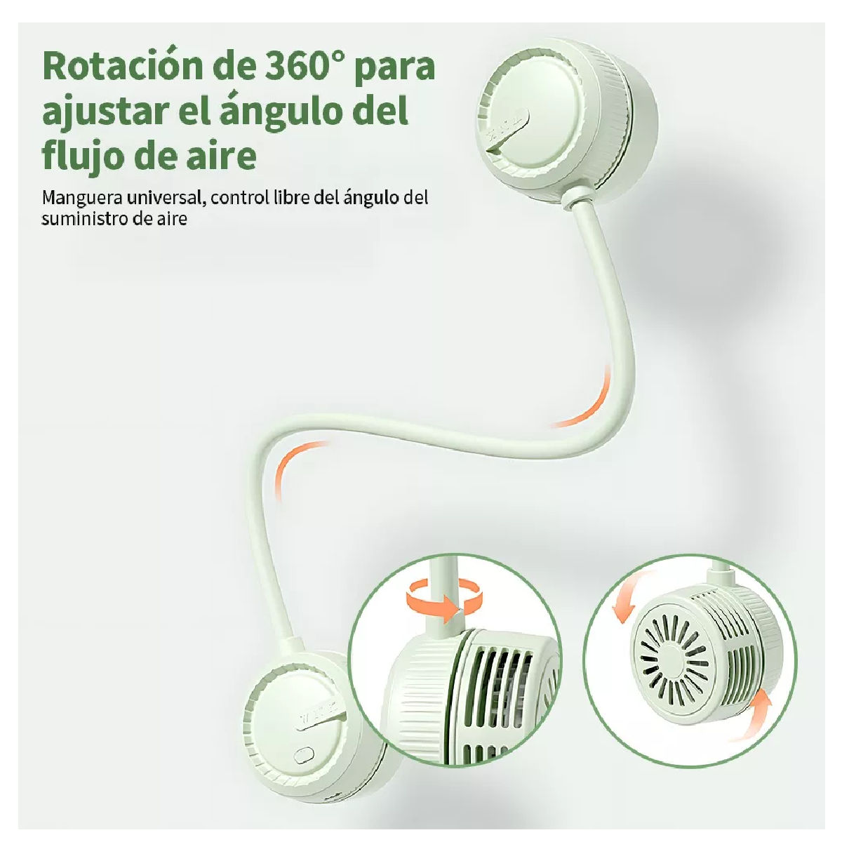 Foto 6 pulgar | Ventilador Portátil para Cuello Ajustable 360° Verde