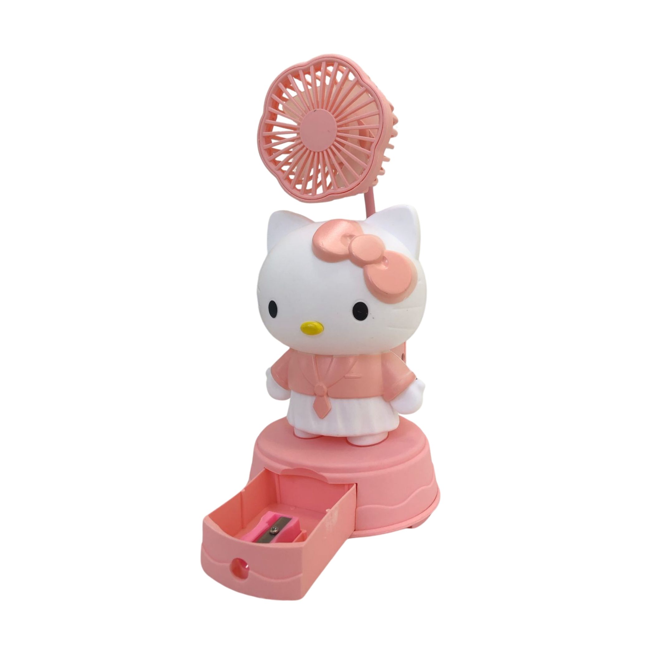 Foto 4 | Kit 2 Ventilador Recargable con Sacapuntas Diseño Animado de Hello Kitty