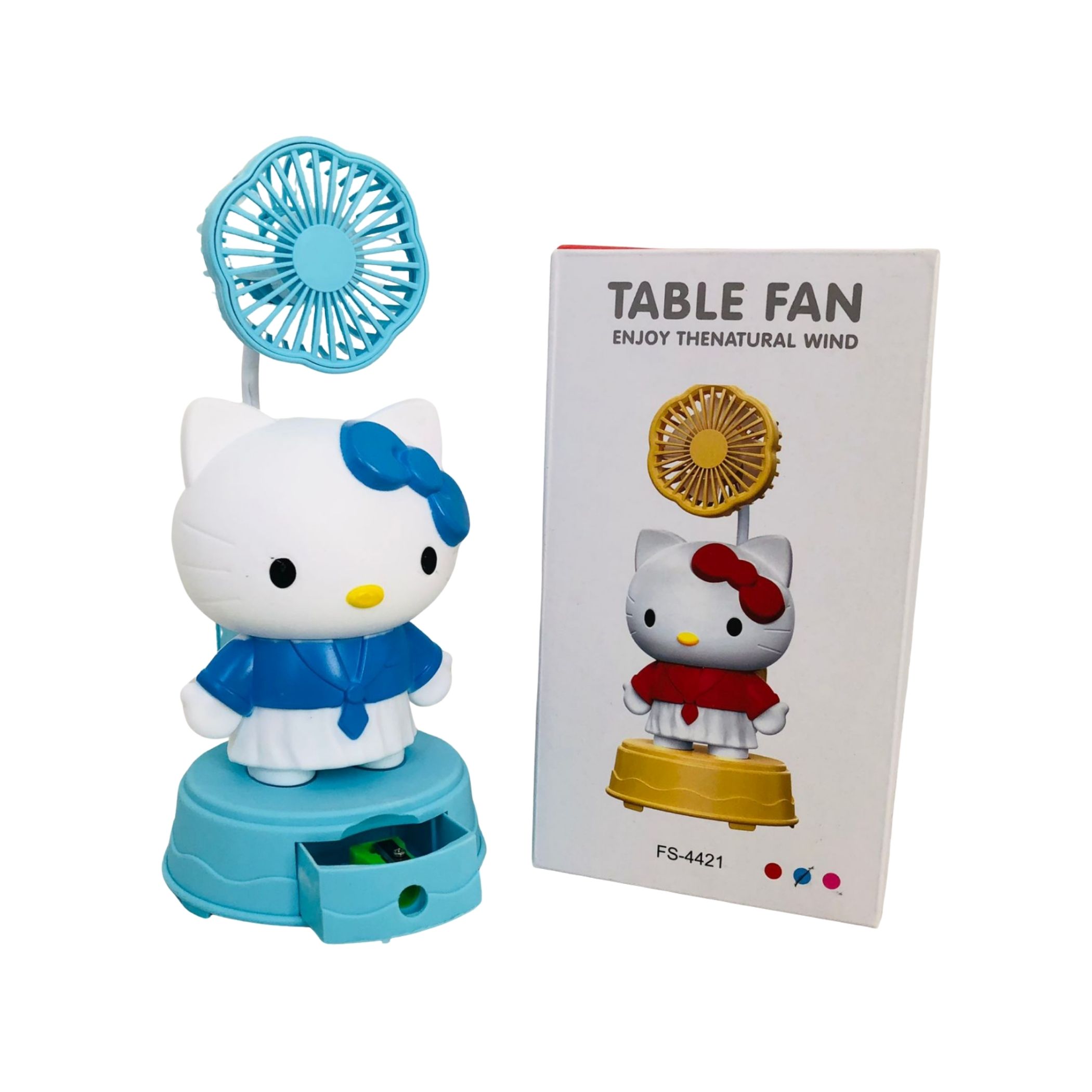 Foto 5 | Kit 2 Ventilador Recargable con Sacapuntas Diseño Animado de Hello Kitty